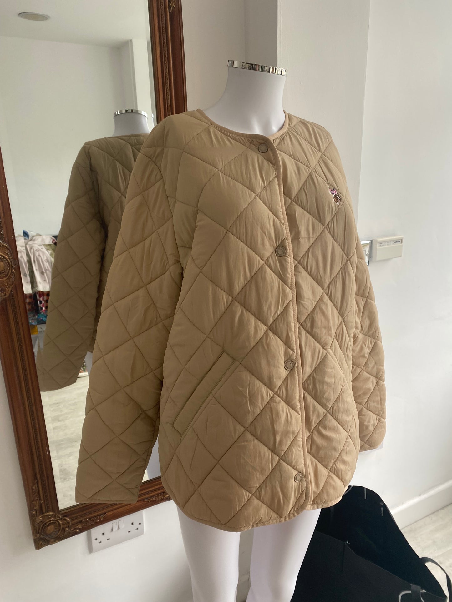 US Polo ASSN beige quilted coat size 16