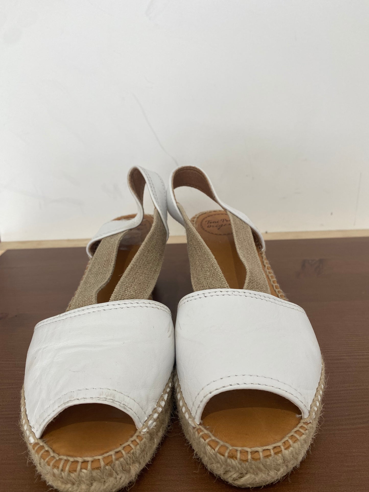 Toni Pons White Leather Wedge Sandals Size 5