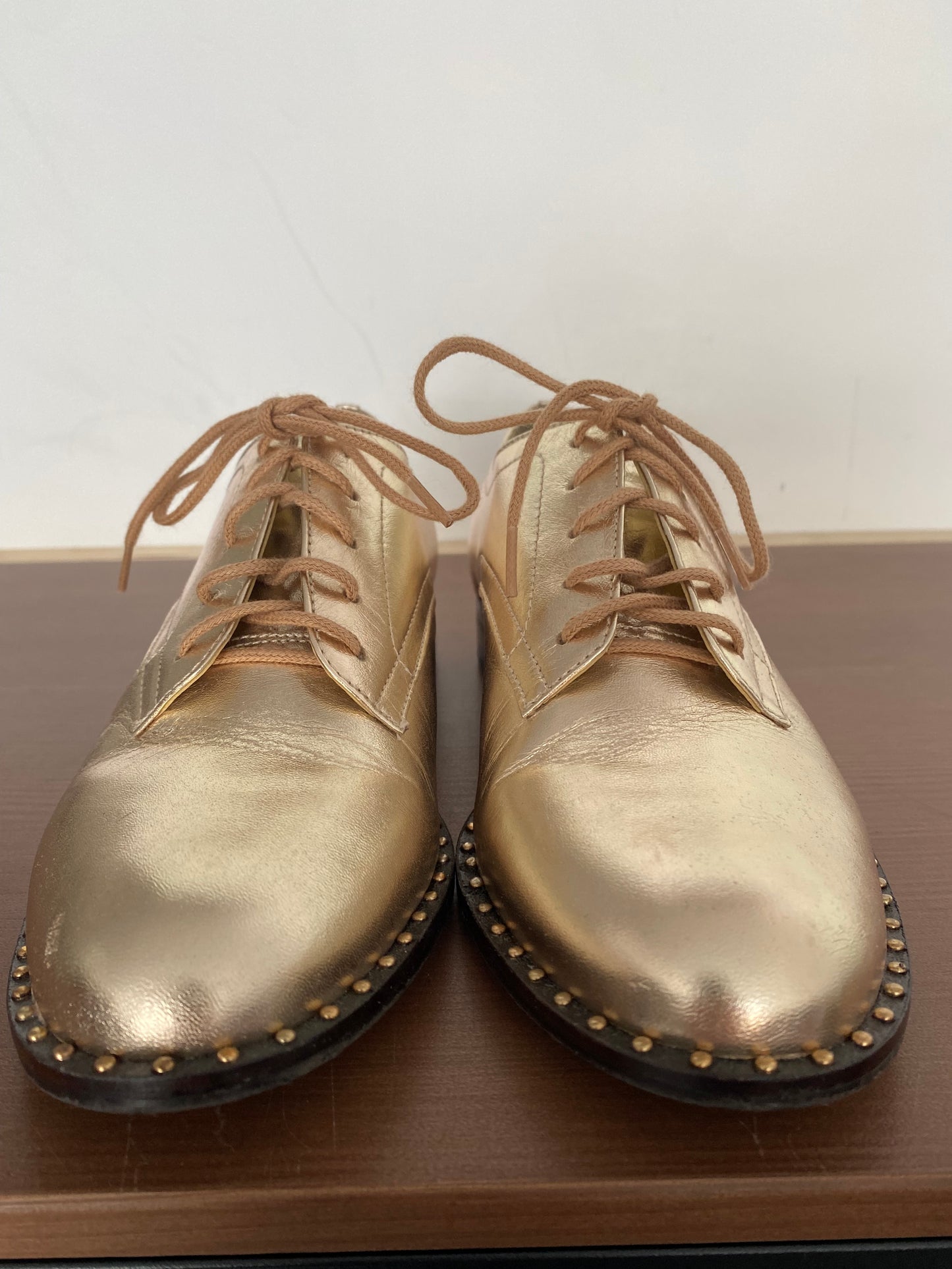 Dune Gold Brogue Shoes Size 3