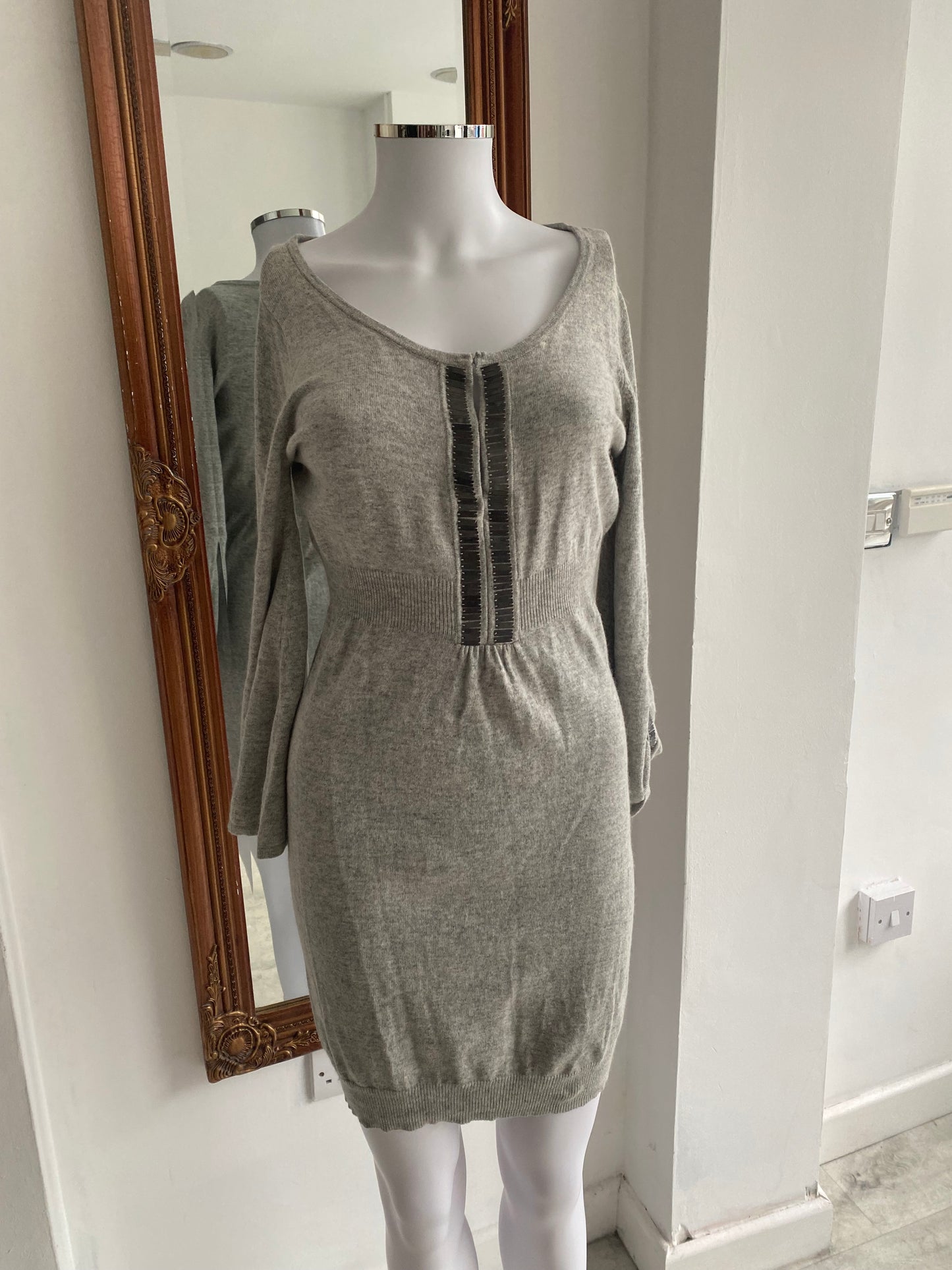 Mint Velvet grey knitted dress size 8-10