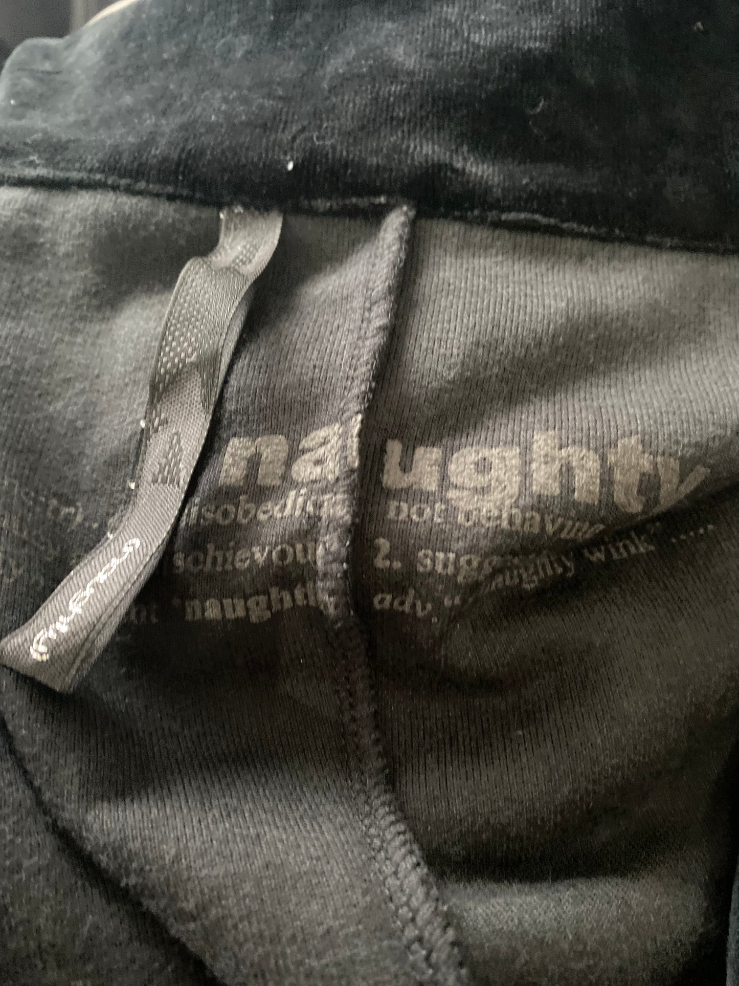 Naughty Black Velvet Coat Size 8