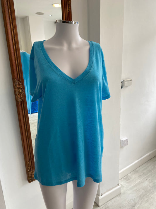Nearby Turquoise Linen T-Shirt Size Medium 10-12