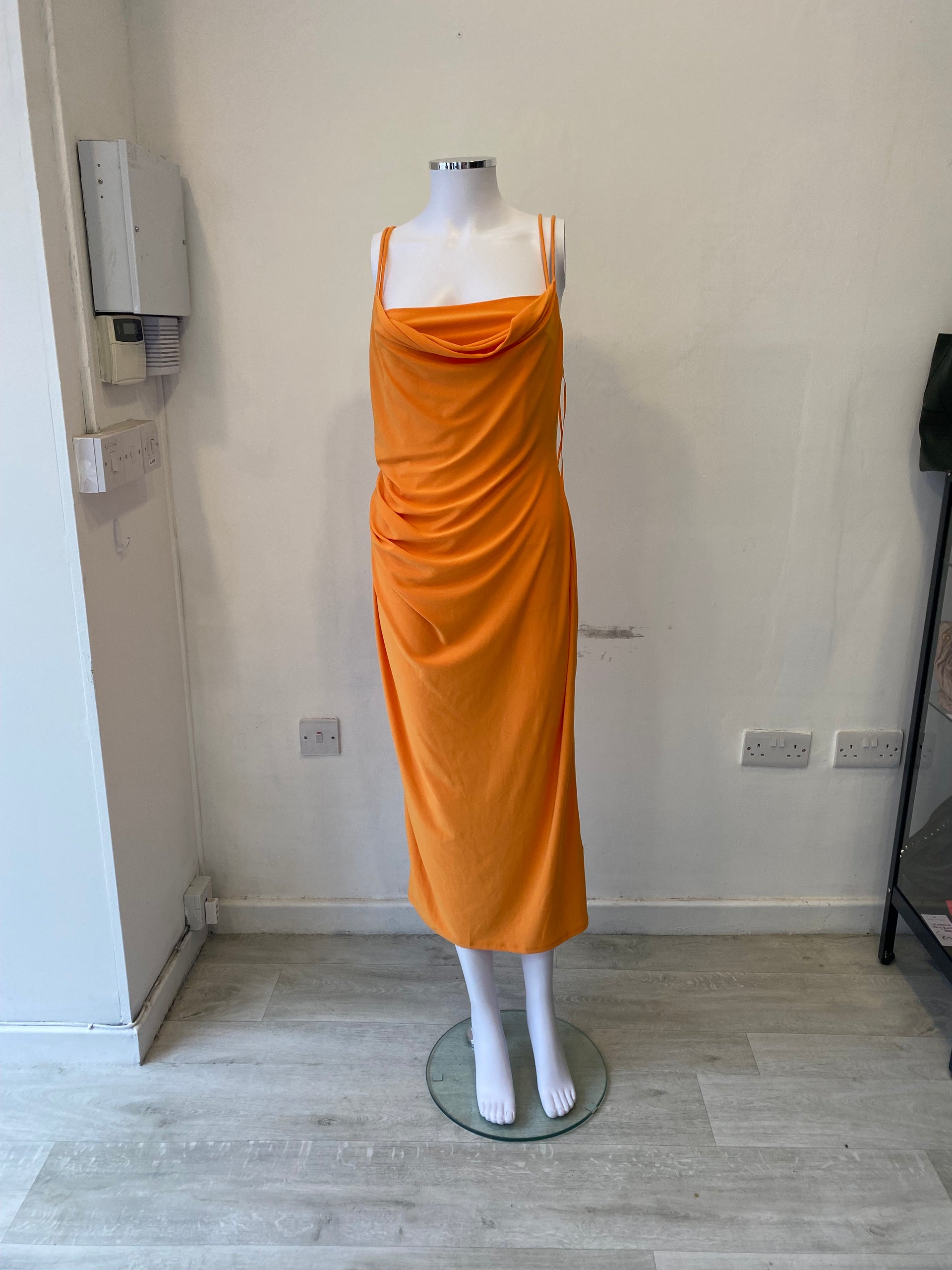 Zara Orange Midi Dress Size Medium 12 With Tags – Follow The Clothes