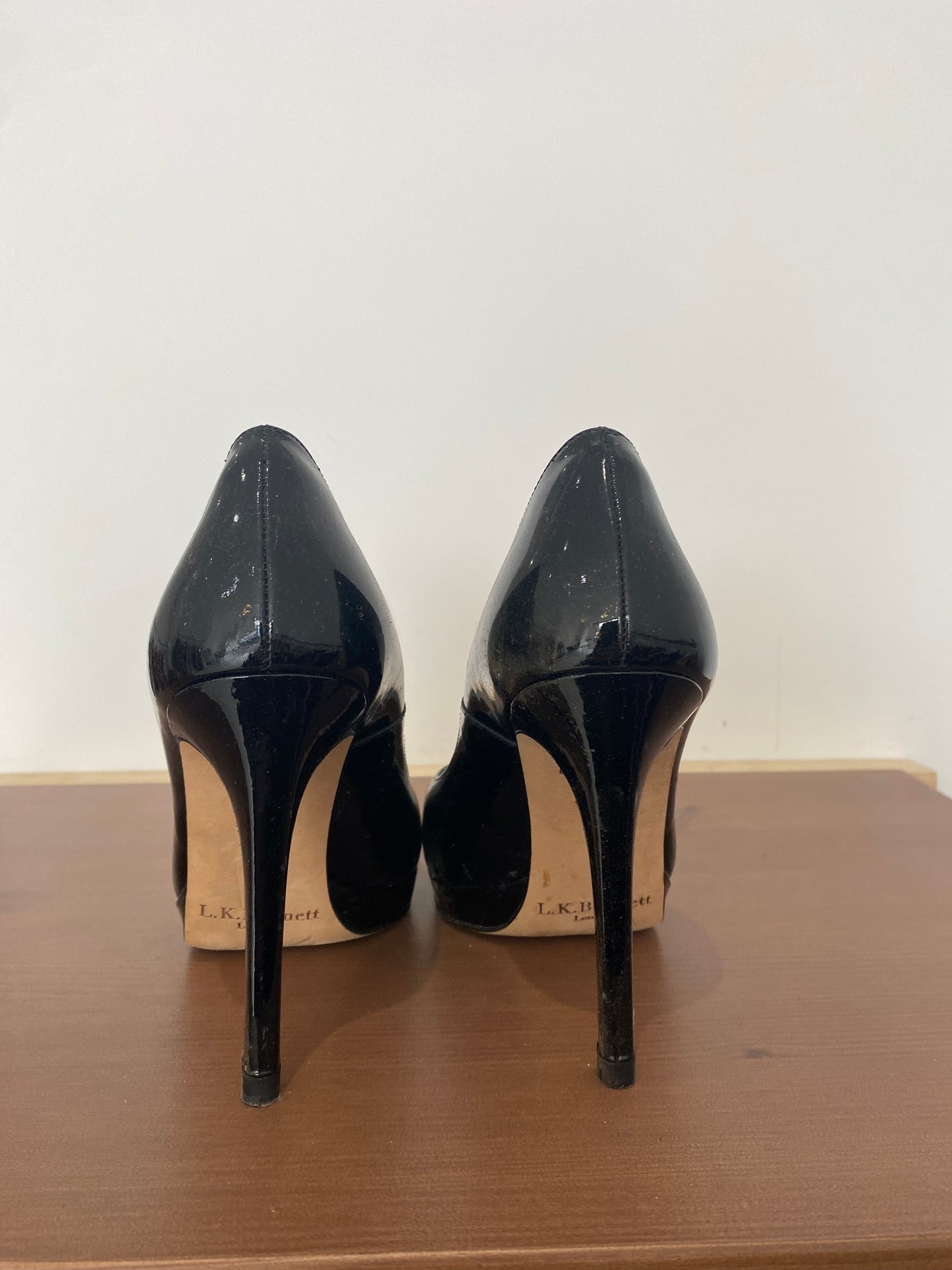 LK Bennett Black Patent Court Shoes Size 4