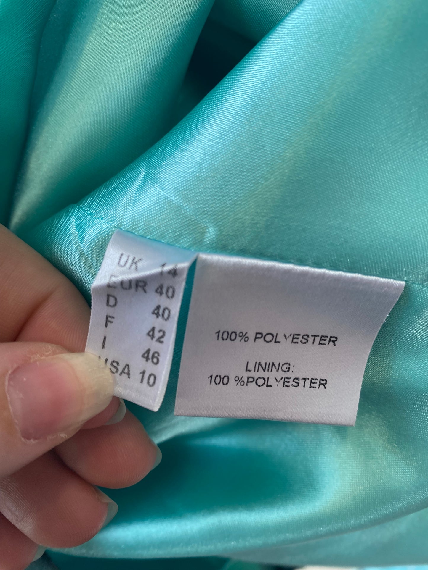 Gina Bacconi printed turquoise dress and jacket size 14