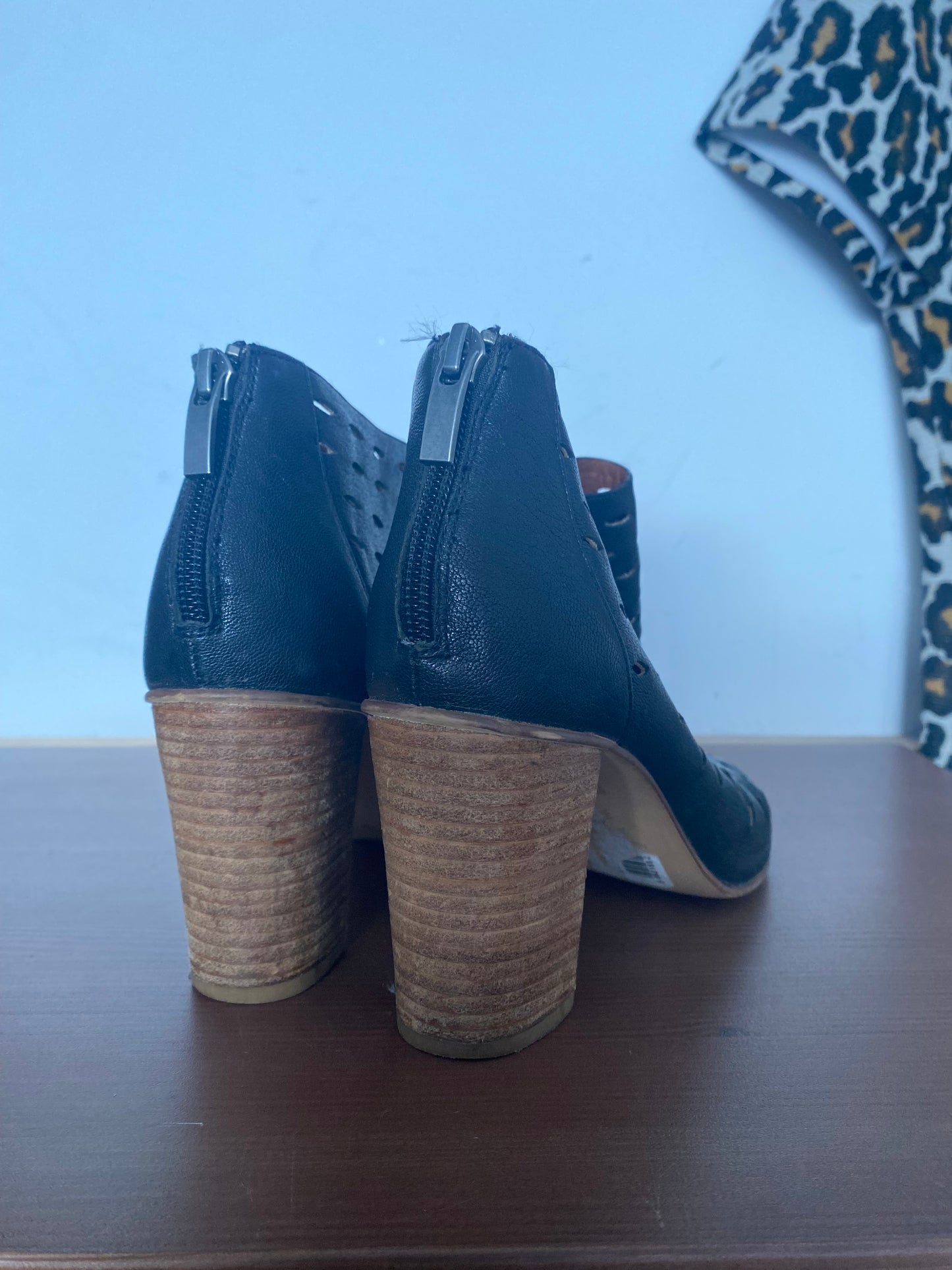 Mint Velvet Black Leather Laser Cut Boots Size 5