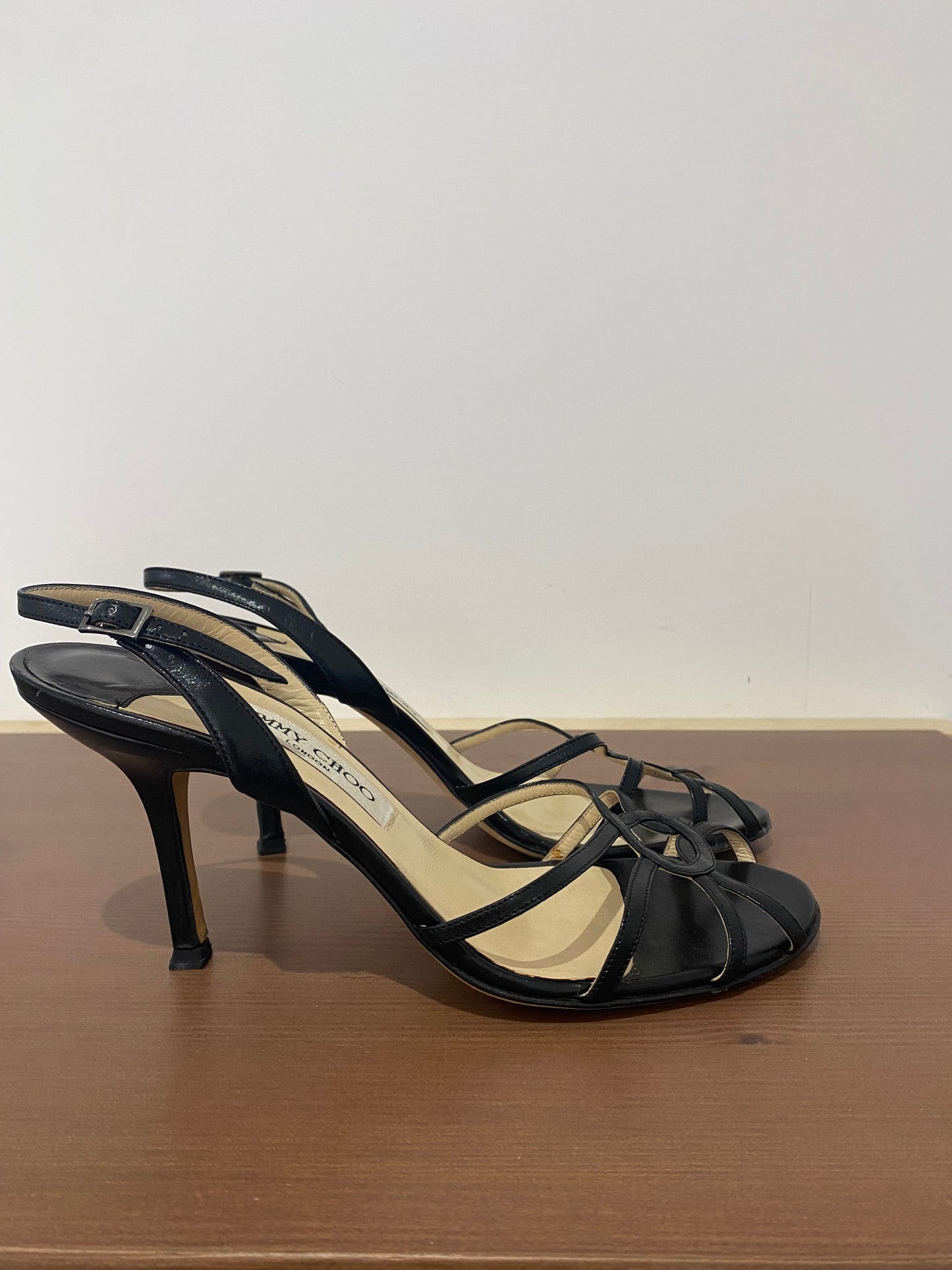 Jimmy Choo Black Leather Sandals Size 5.5