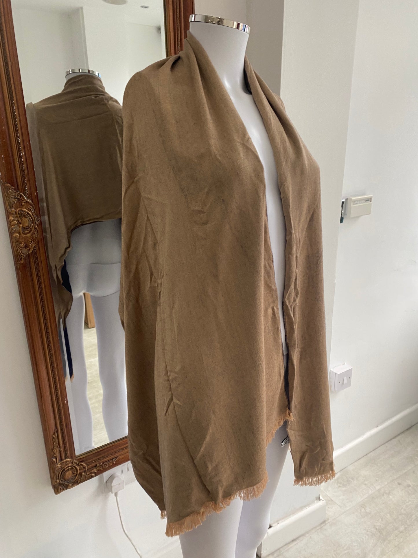 Himalayan Cashmere Gold and Navy Scarf