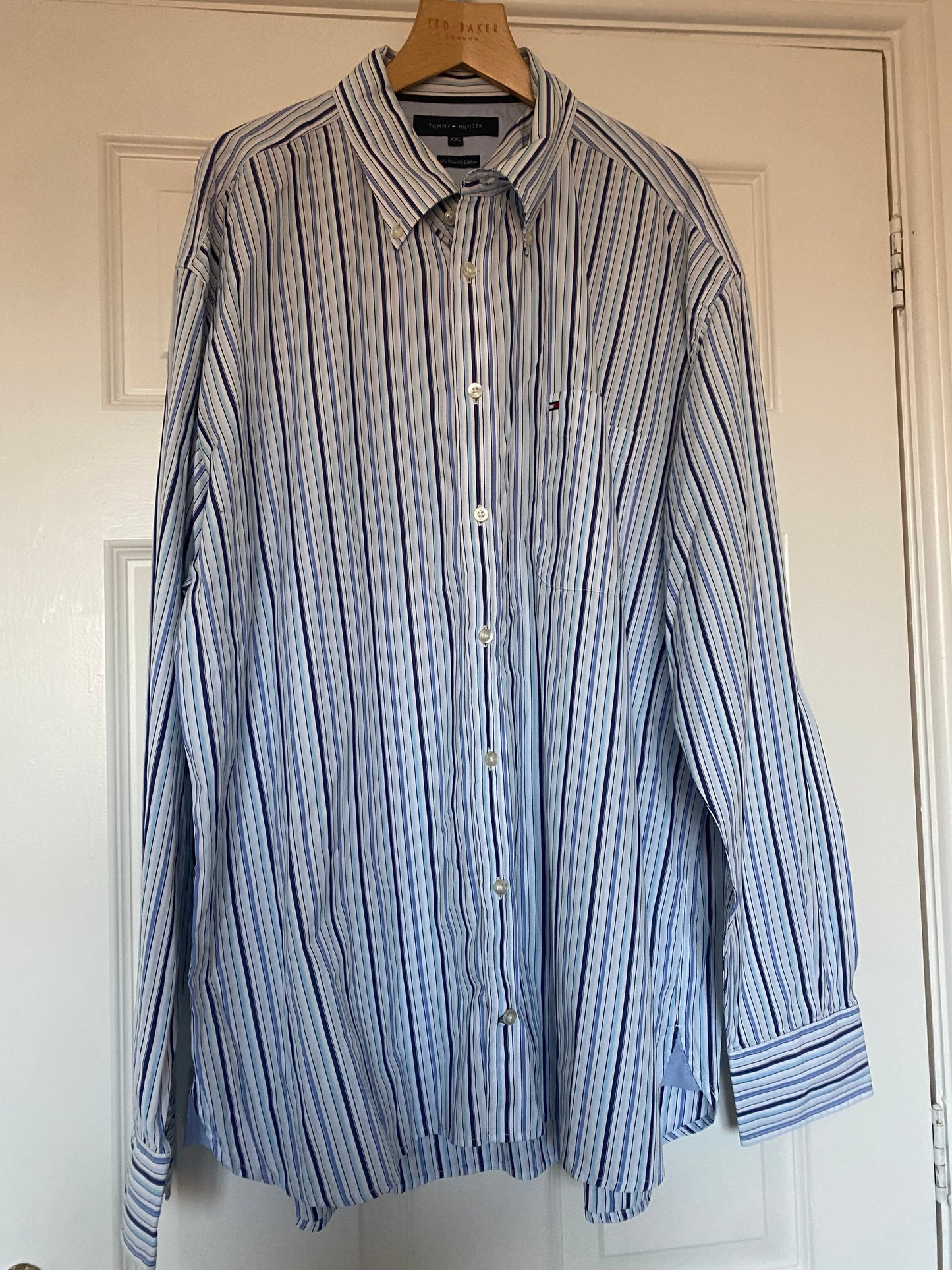 Tommy Hilfiger Blue Striped Shirt Size XXL