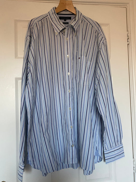 Tommy Hilfiger Blue Striped Shirt Size XXL
