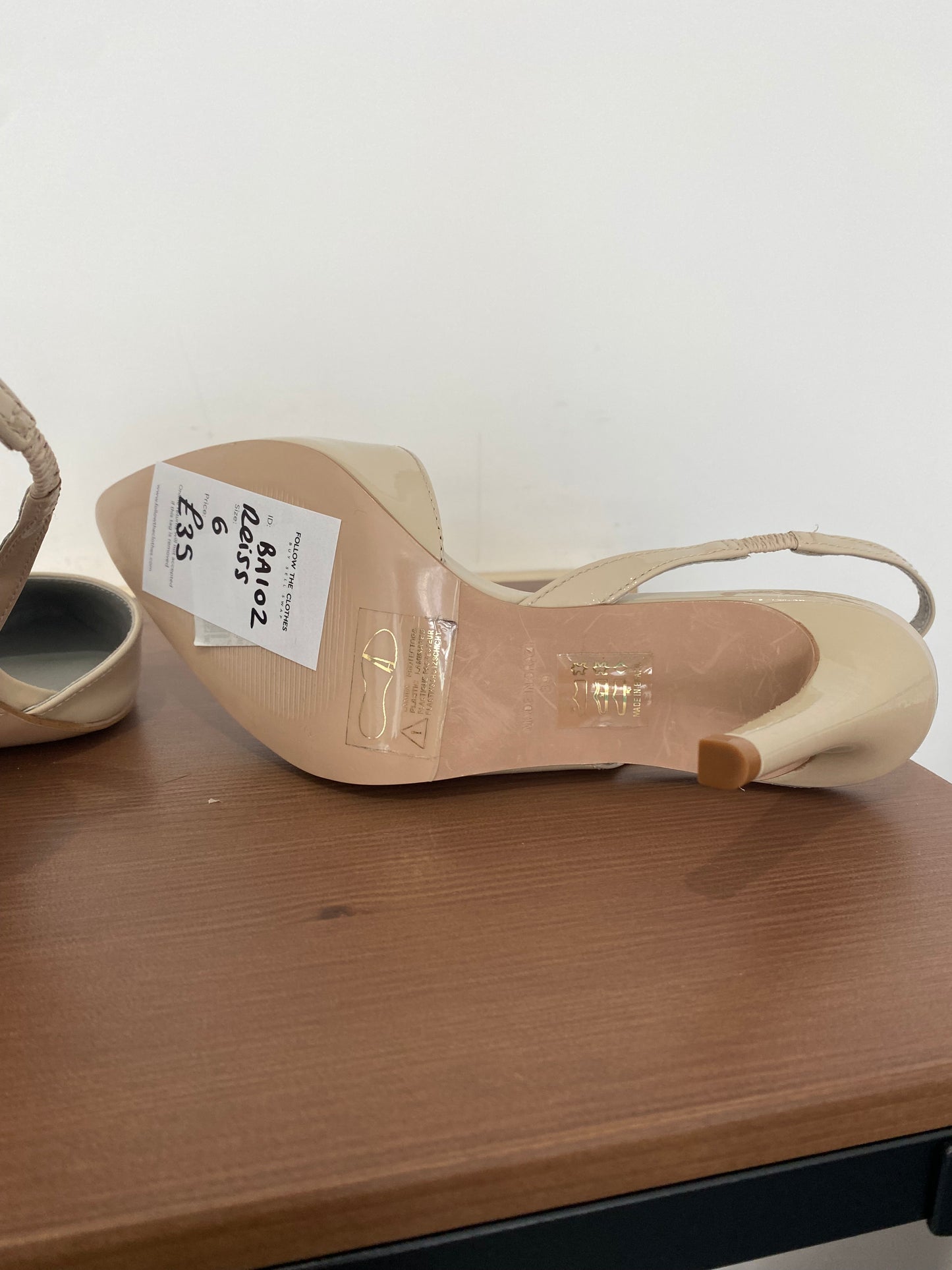 Reiss Light Beige Patent Heels Size 6