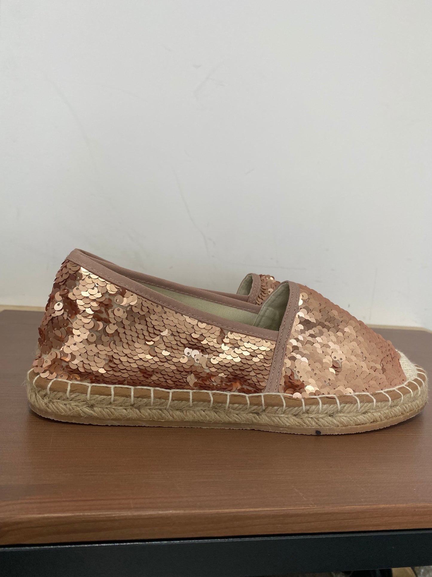 Miss KG Desiree Gold Sequin Espadeilles Size 6 New with Box