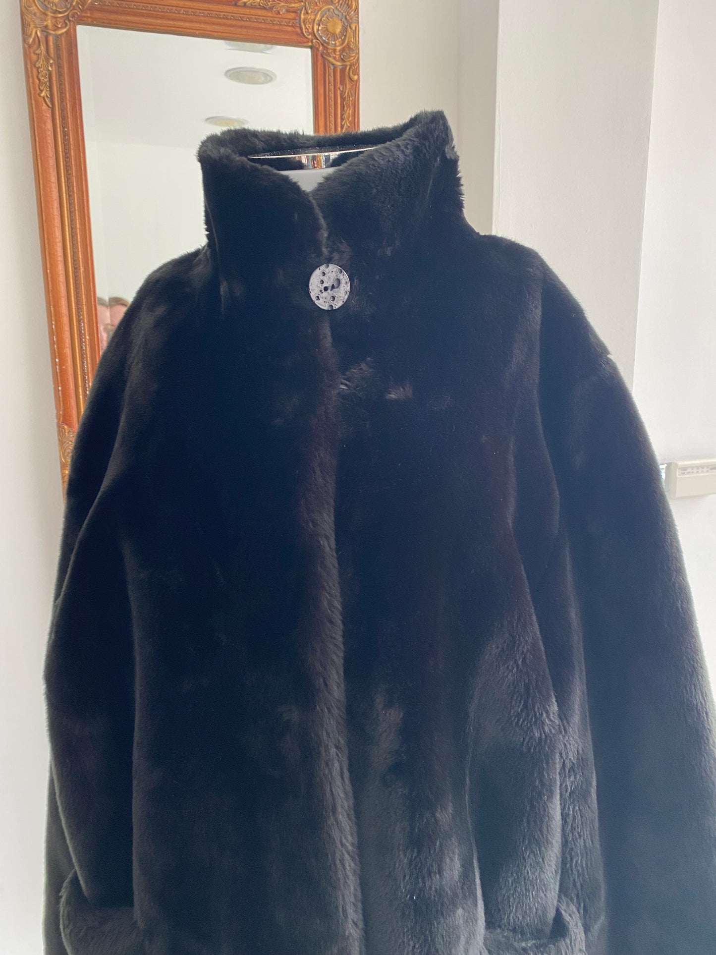House of Fraser black faux fur coat size 18