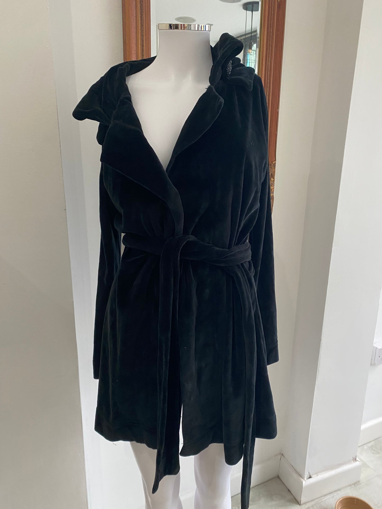 Naughty Black Velvet Coat Size 8