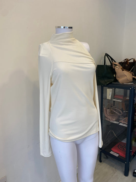Reiss Cream Cold Shoulder Top Size Medium 12 With Tags