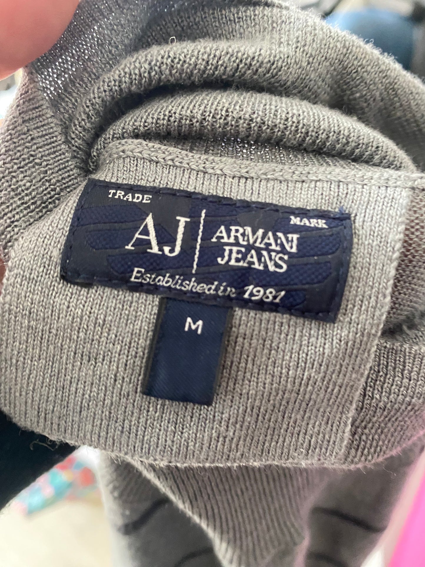 Armani Jeans Grey Wool and Silk Jumper Size Medium