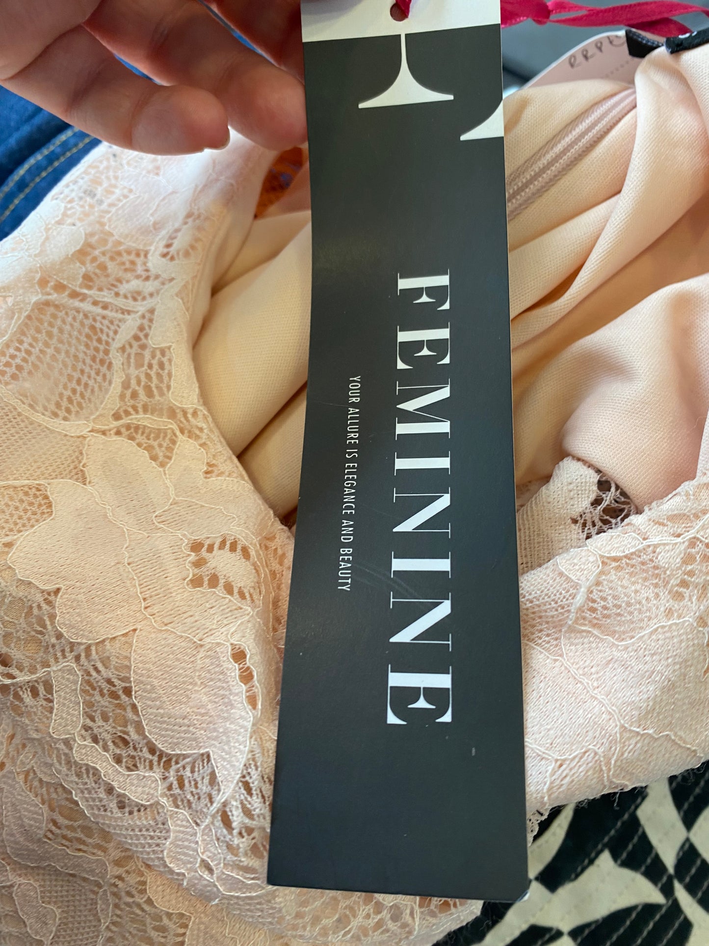 Little Black Dress Beige Lace Dress with Diamante Detailing Size 12