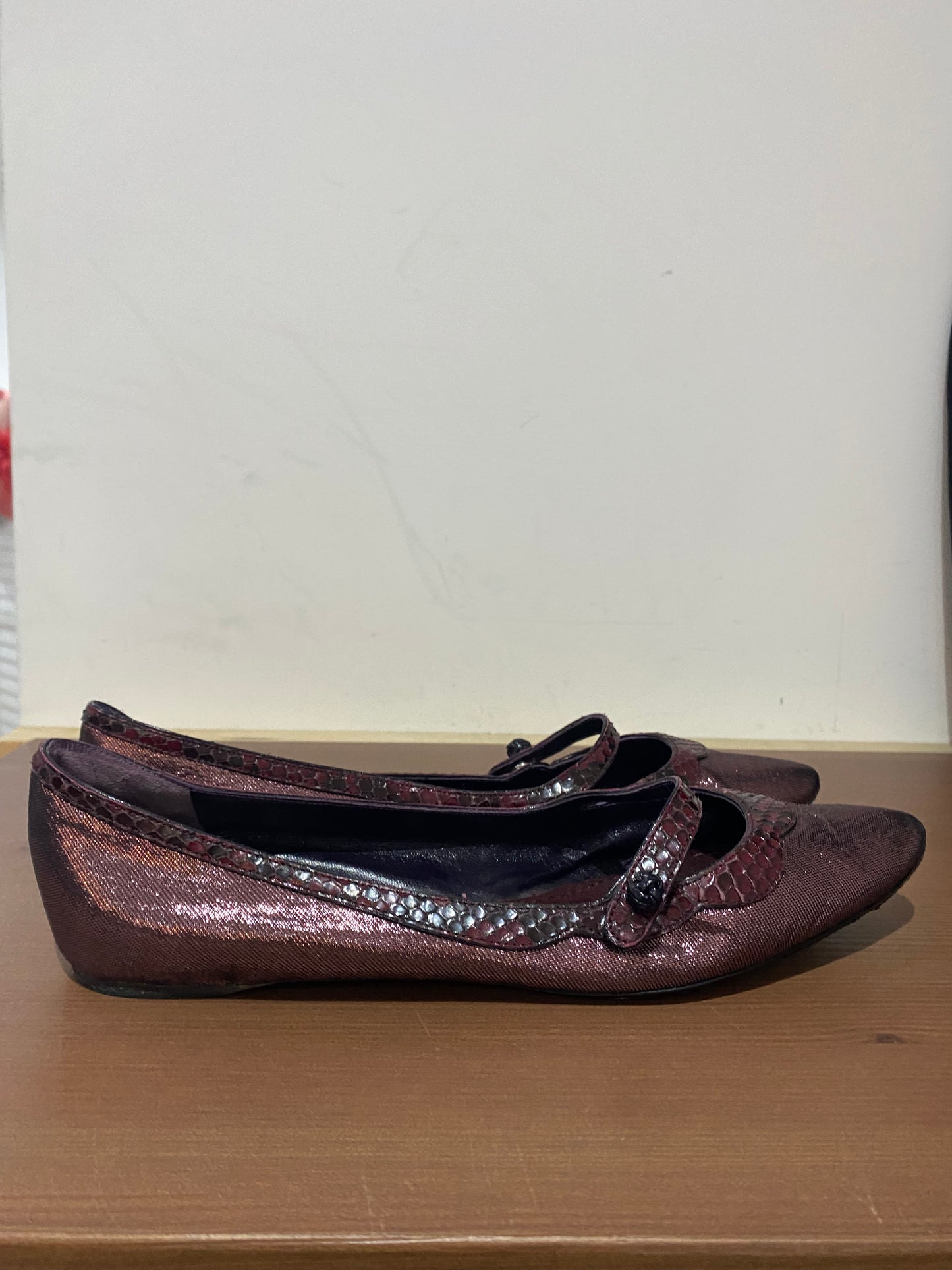 Marc Jacobs Purple Shimmer Flat Shoes Size 6