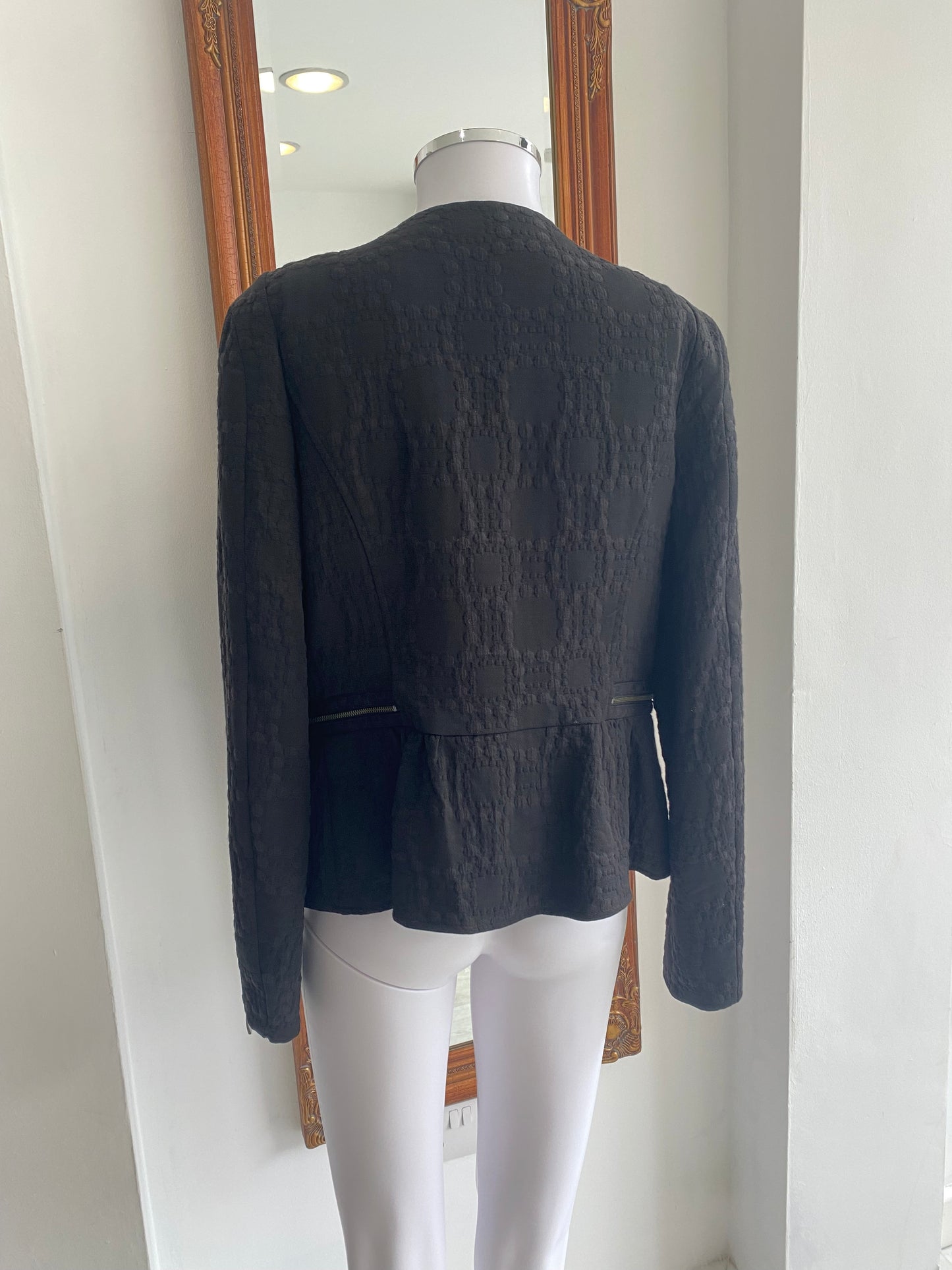 Mint Velvet Black Textured Jacket Size 10