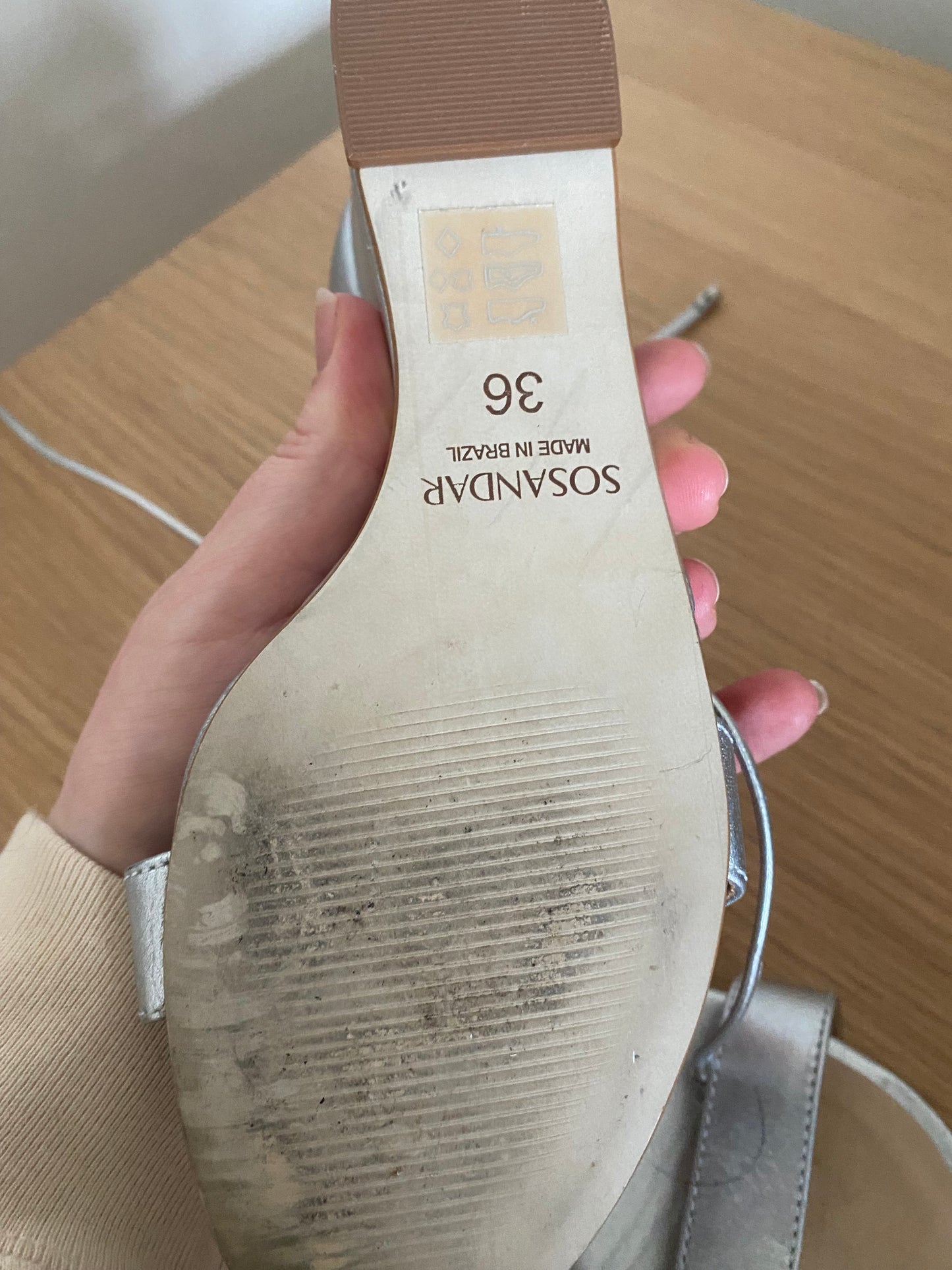 Sosander silver wedge heels size 3