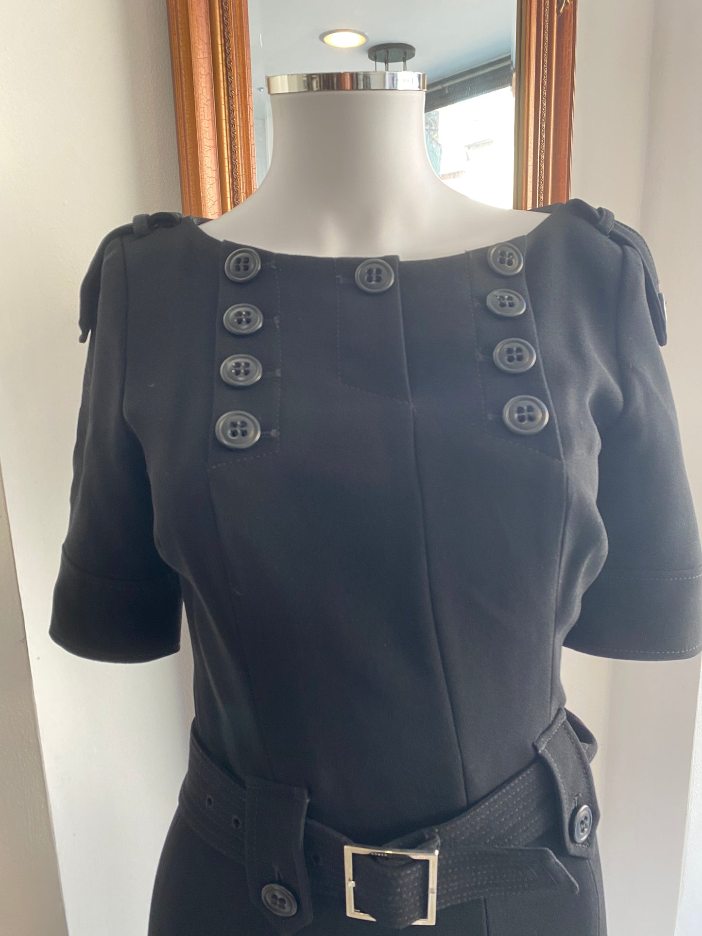 Karen Millen black button detail dress size 8