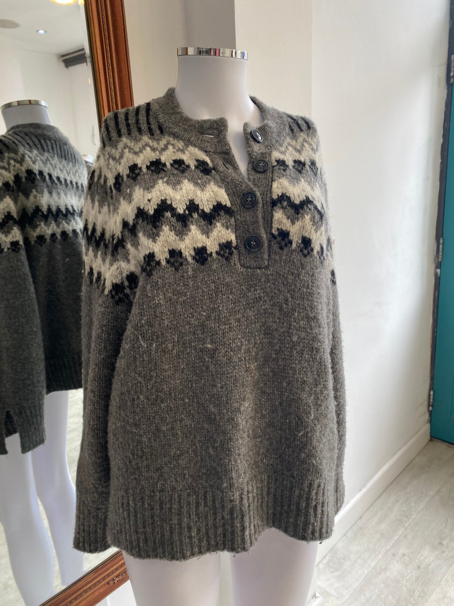 Zara grey fairisle jumper size 10