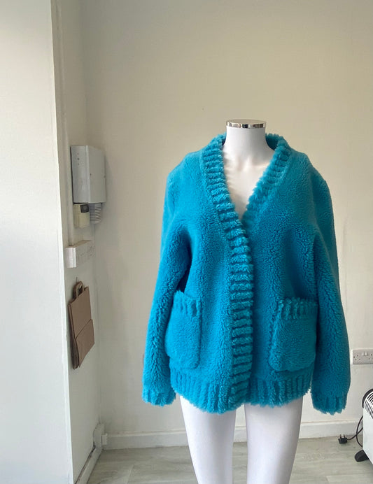 Popski London Blue Teddy Coat Size 8-12
