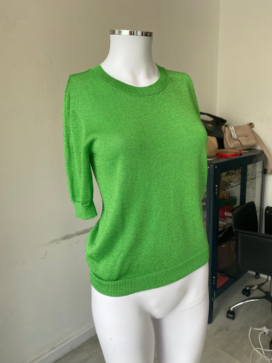 By Marlene Birger Green Lurex Knit Top Size 8
