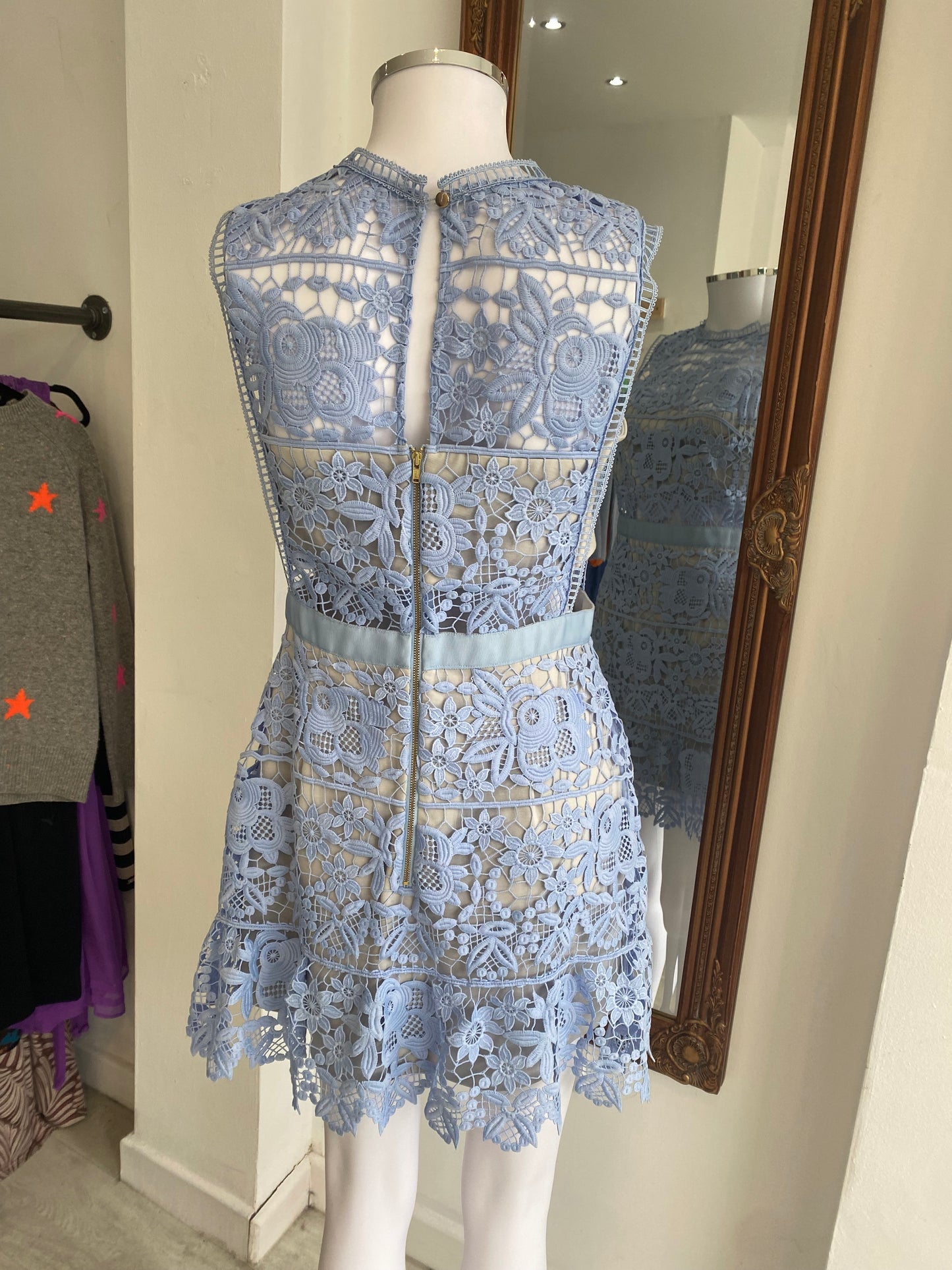 Self Portrait Blue Lace Dress Size 10-12