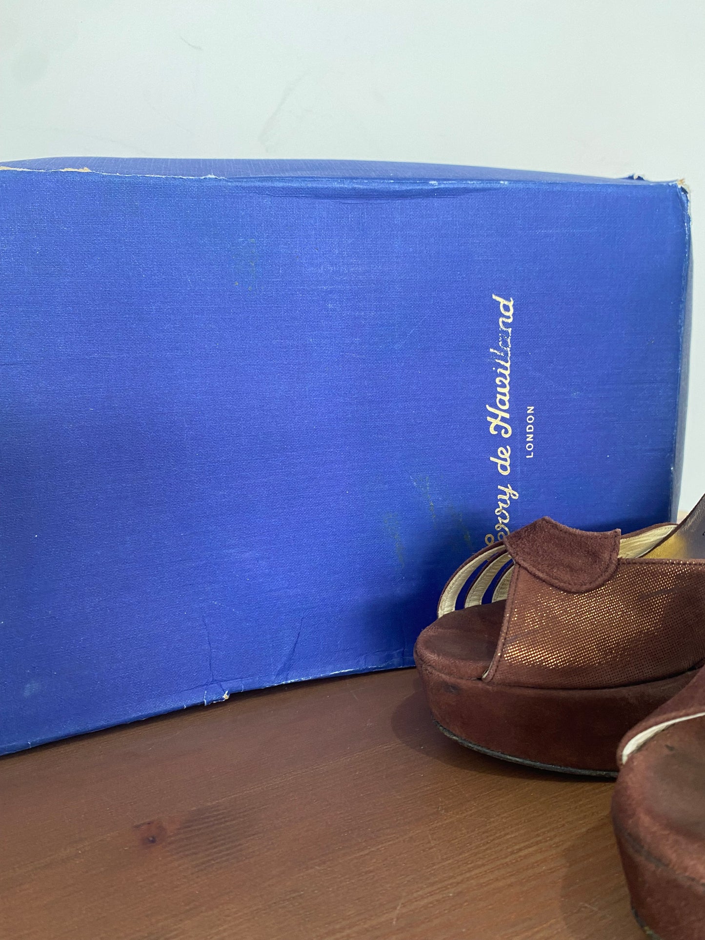 Terry de Havilland Margaux Bronze Wedge Heels with Box Size 6