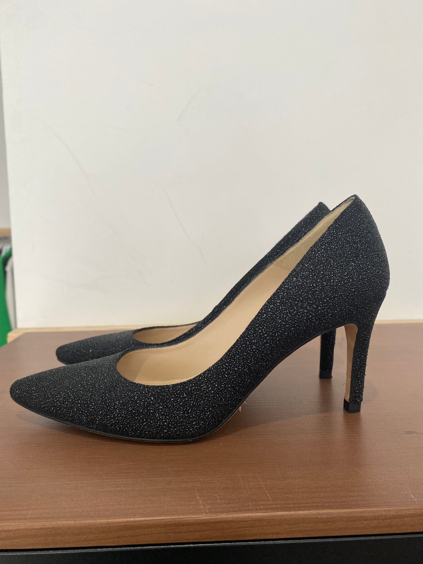 LK Bennett Black Gunmetal Textured Leather Court Shoes Size 5