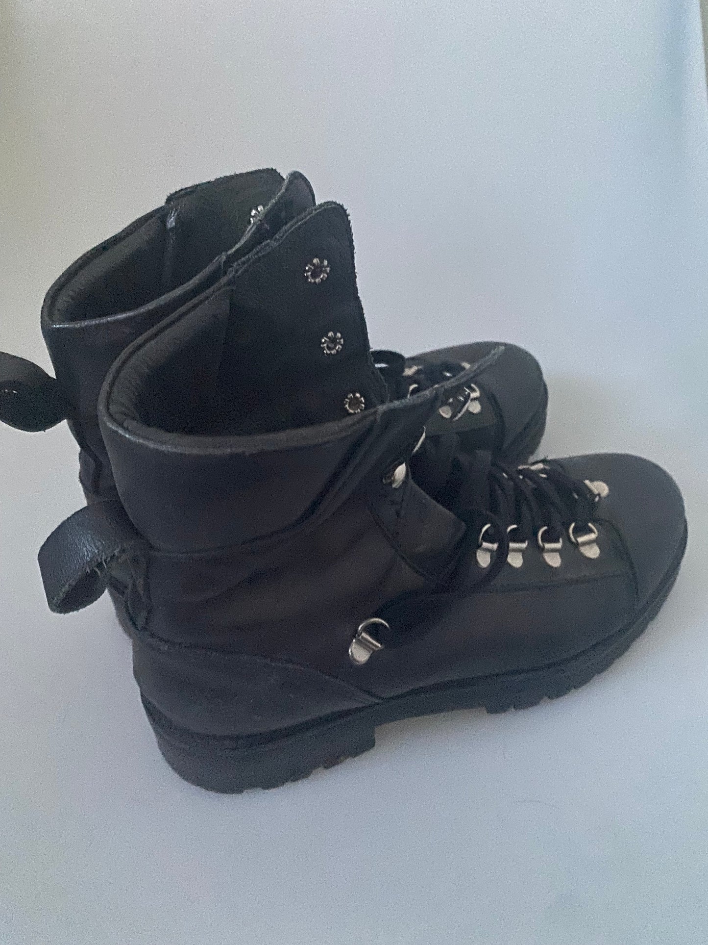 All Saints Black Leather Franka Boots Size 5