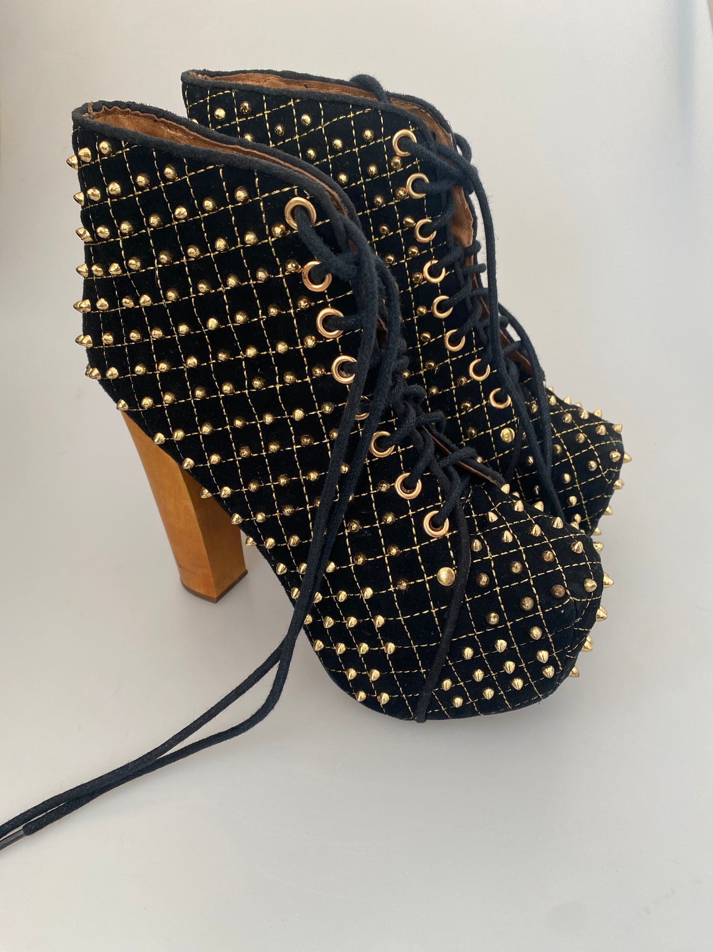 Jeffrey Campbell Gold Studded Boots Size 4