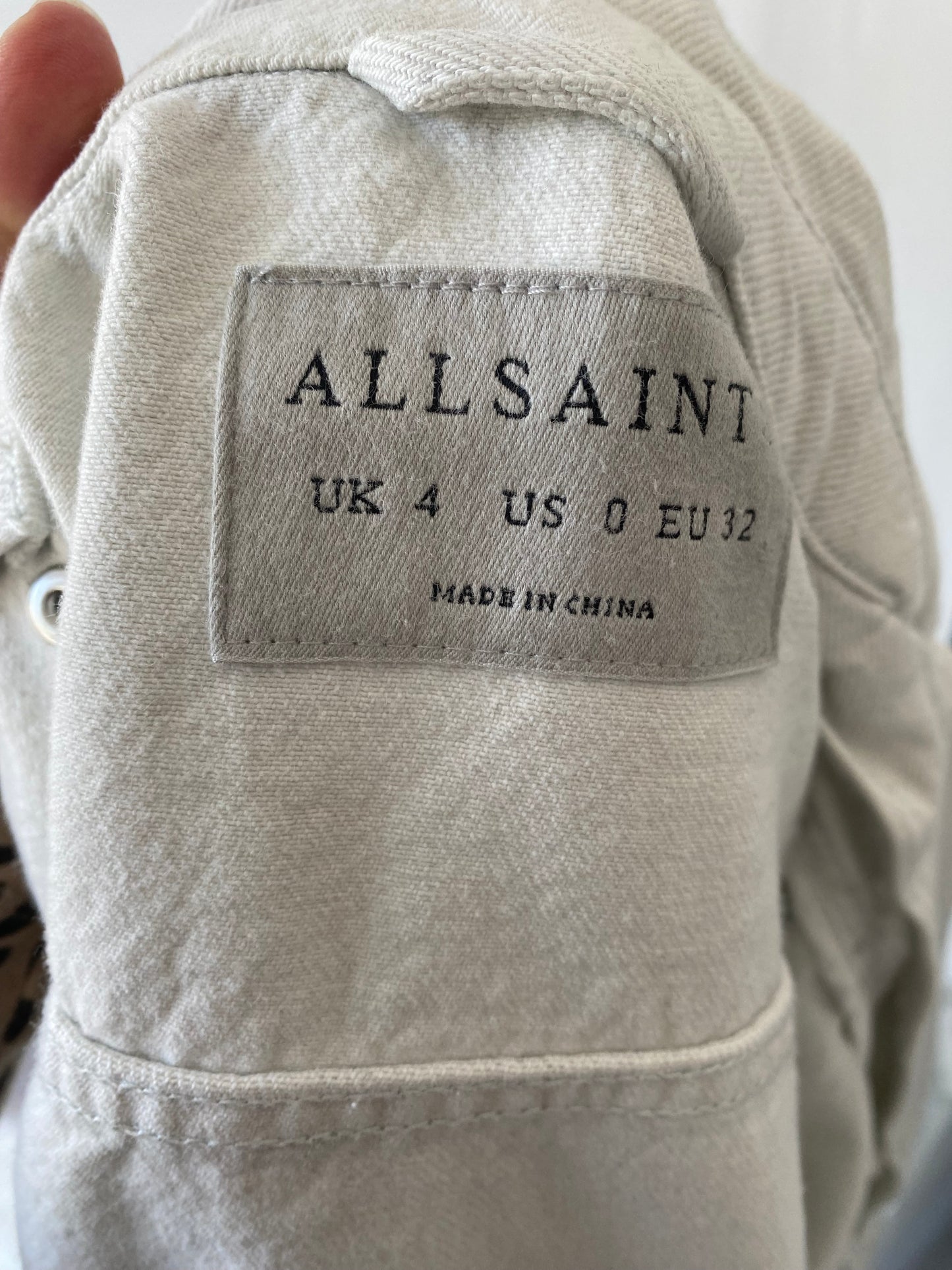 All Saints White Denim Biker Jacket Size 6