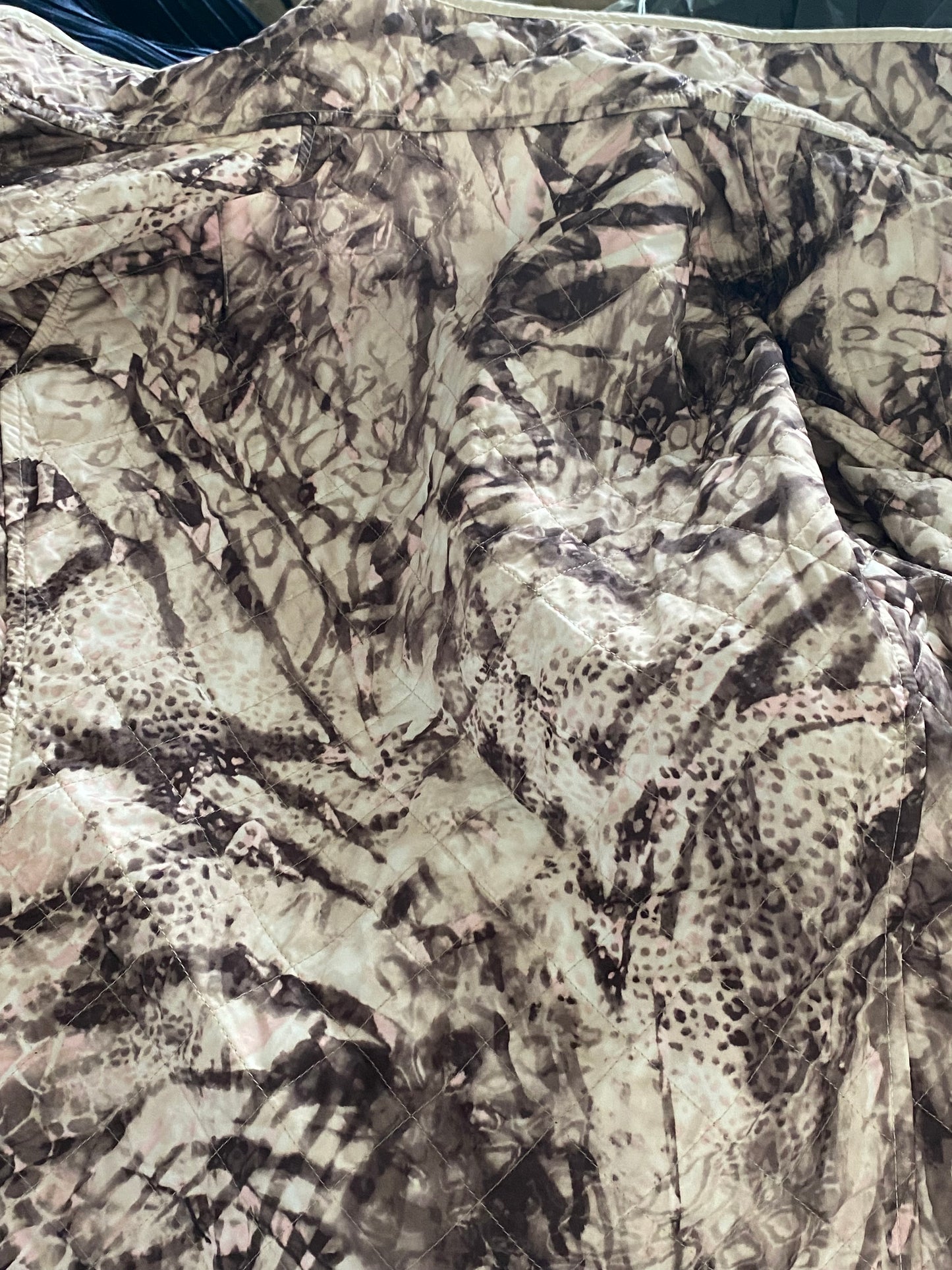 Cream quilted coat with snake print lining size 14