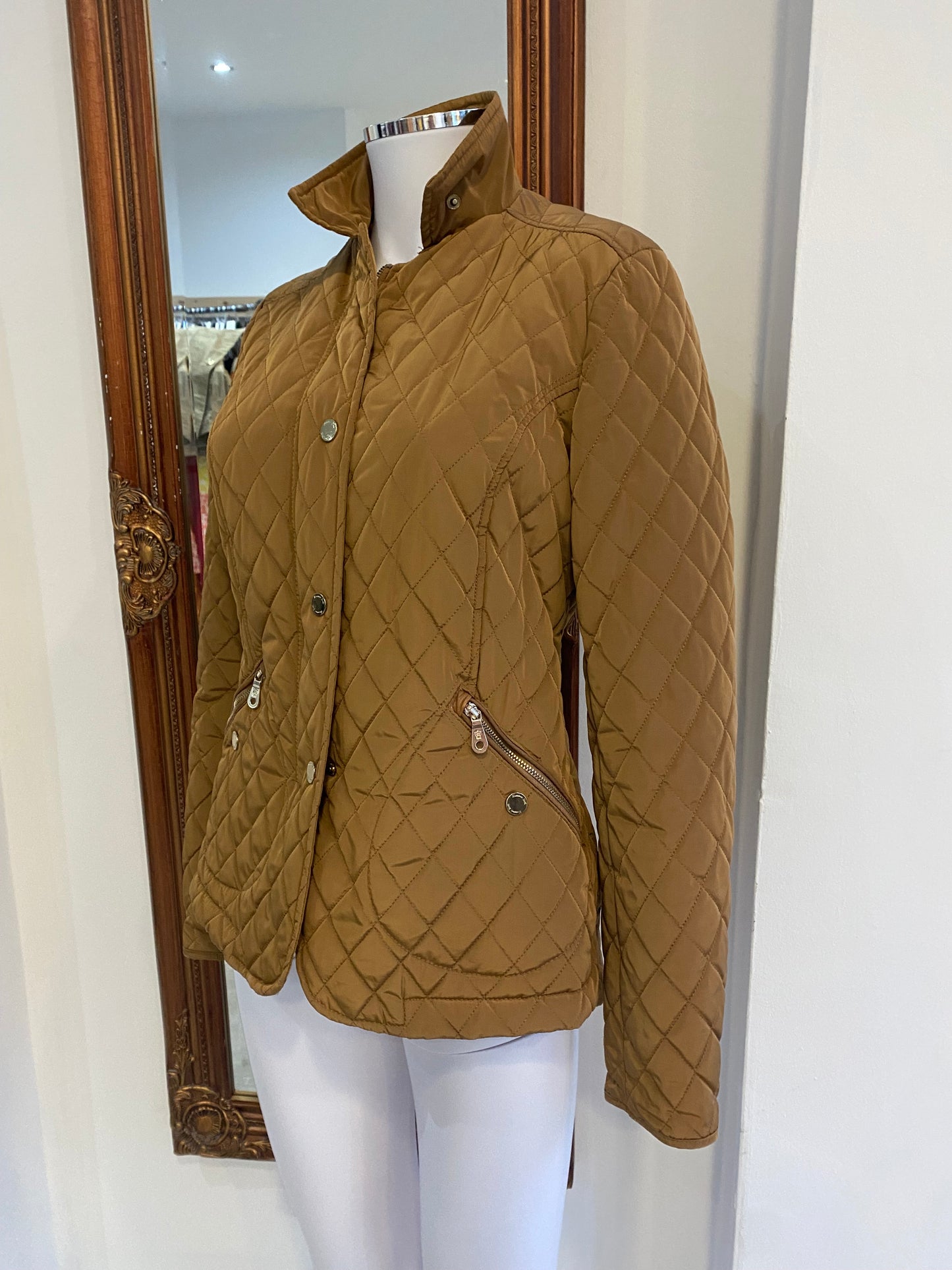 Massimo Dutti Gold Quilted Coat Size 6-8