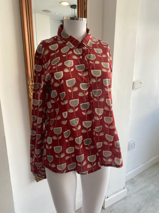 Seasalt Red Retro Print Shirt Size 10