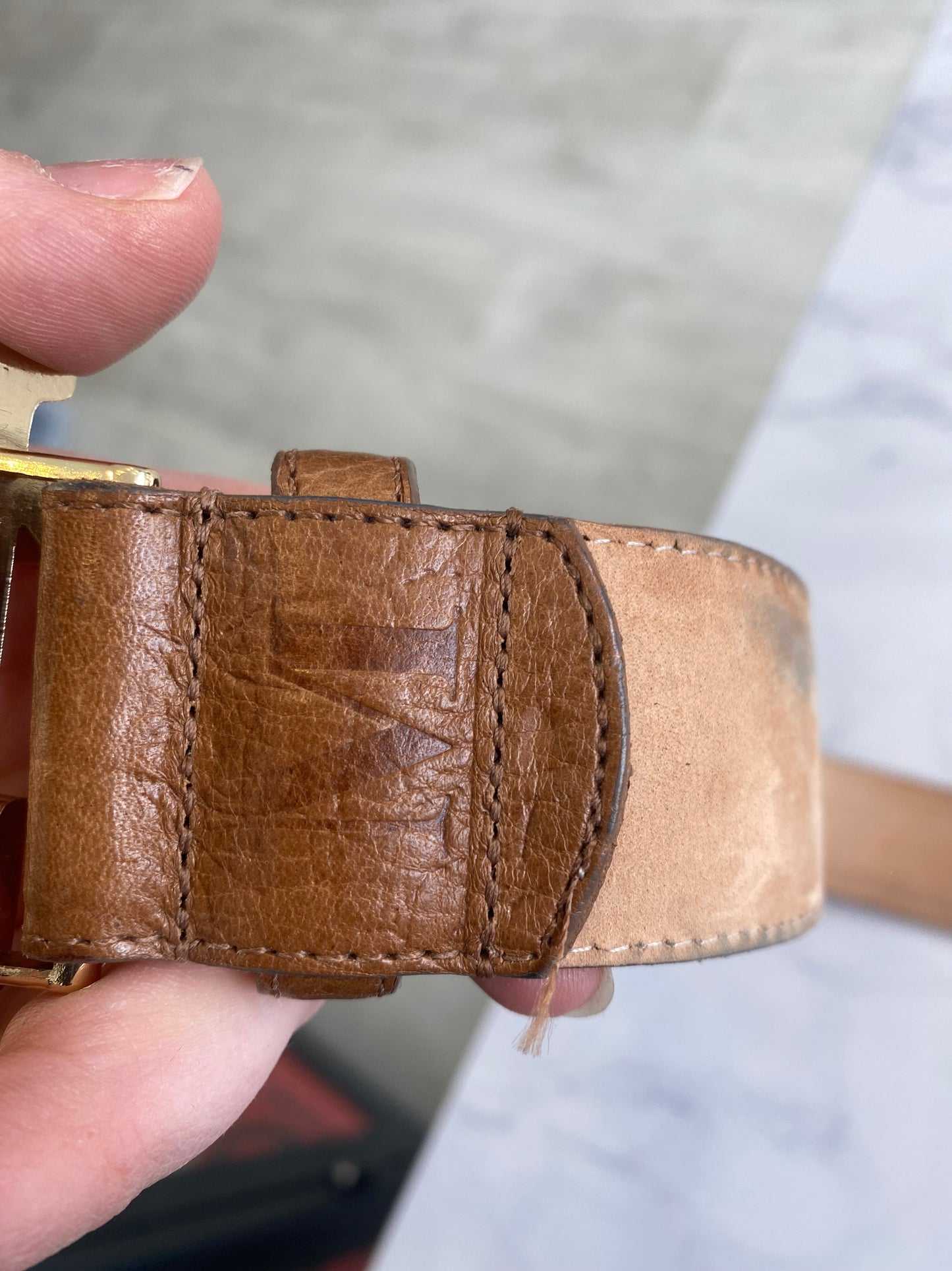 Holland Cooper Tan Croc Leather Belt with Box