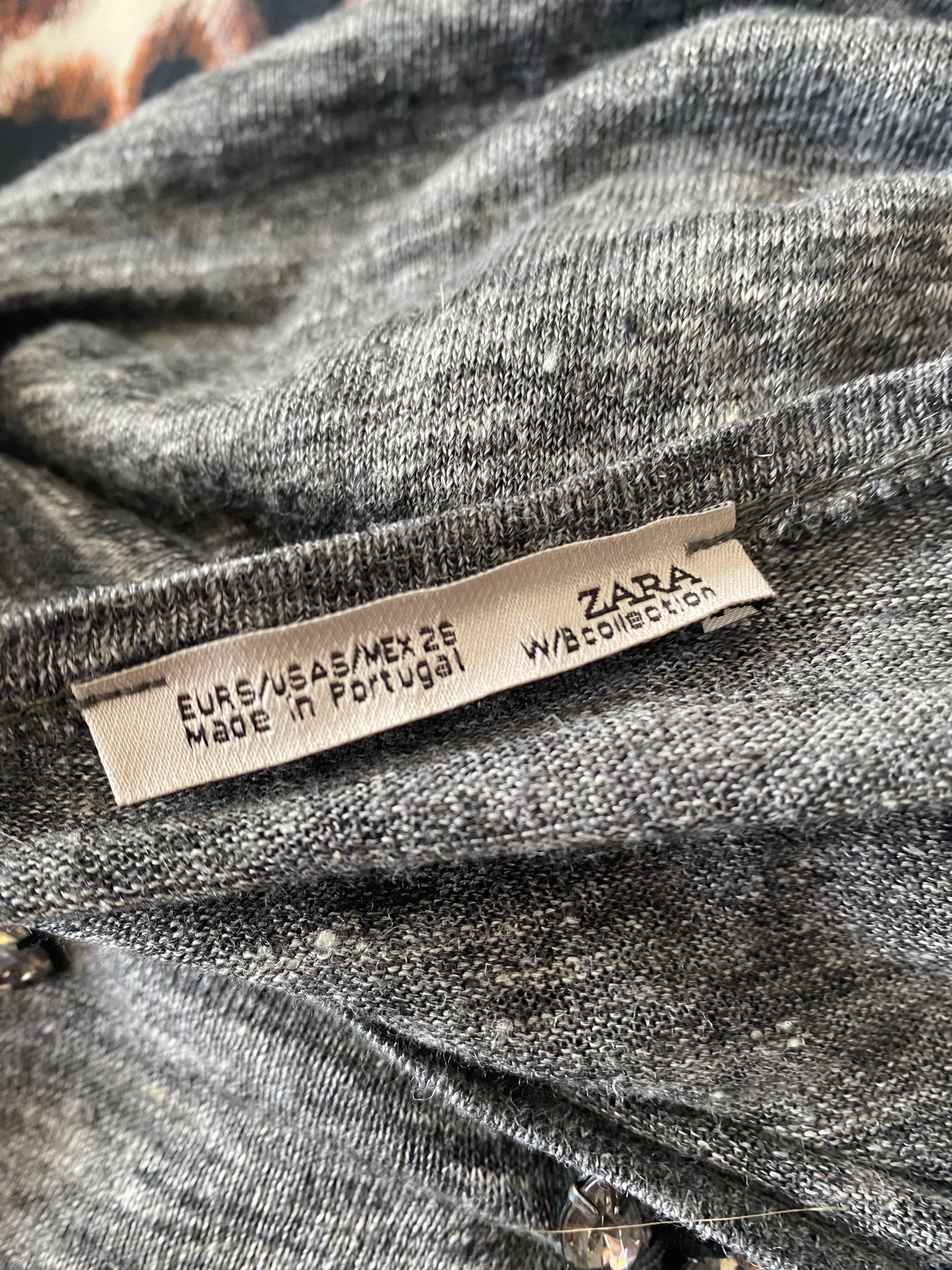 Zara grey top with diamantés size 8-10