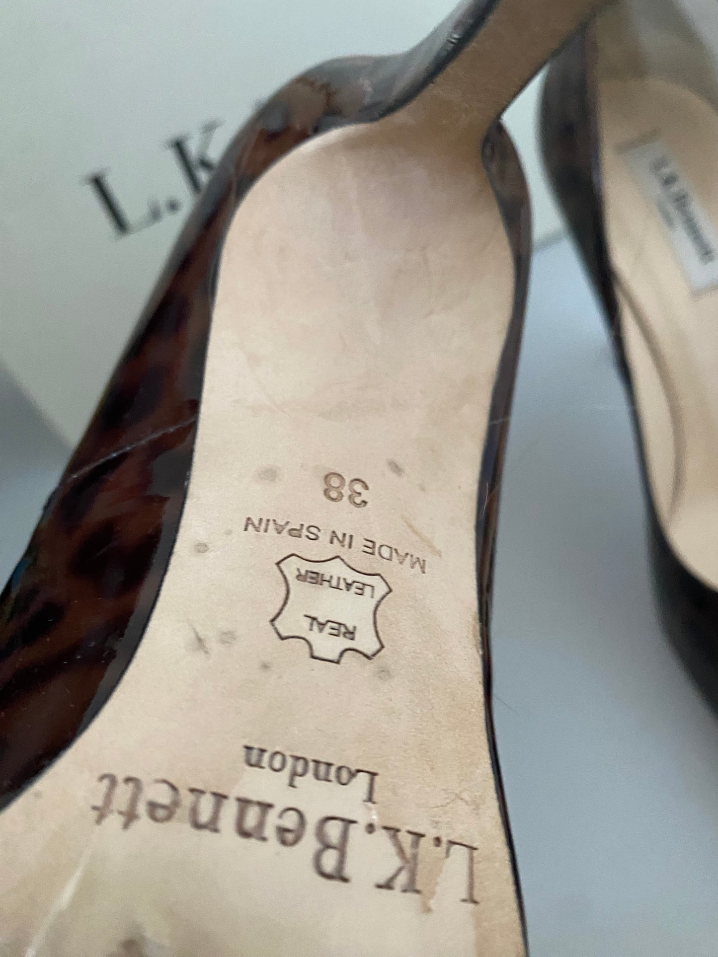 LK Bennett Patent Leather Shilo Leopard Print Heels Size 5