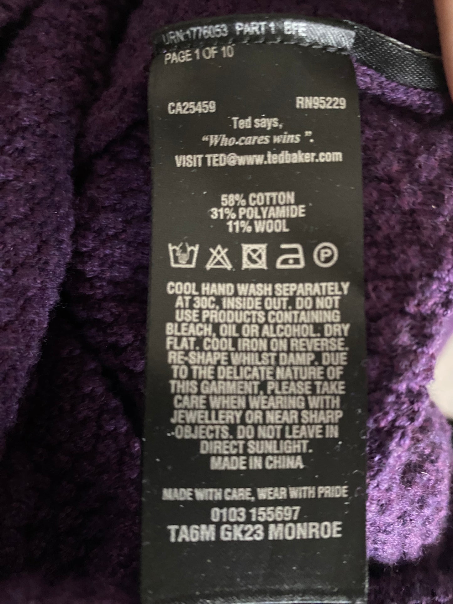 Ted Baker Purple Jumper XXL