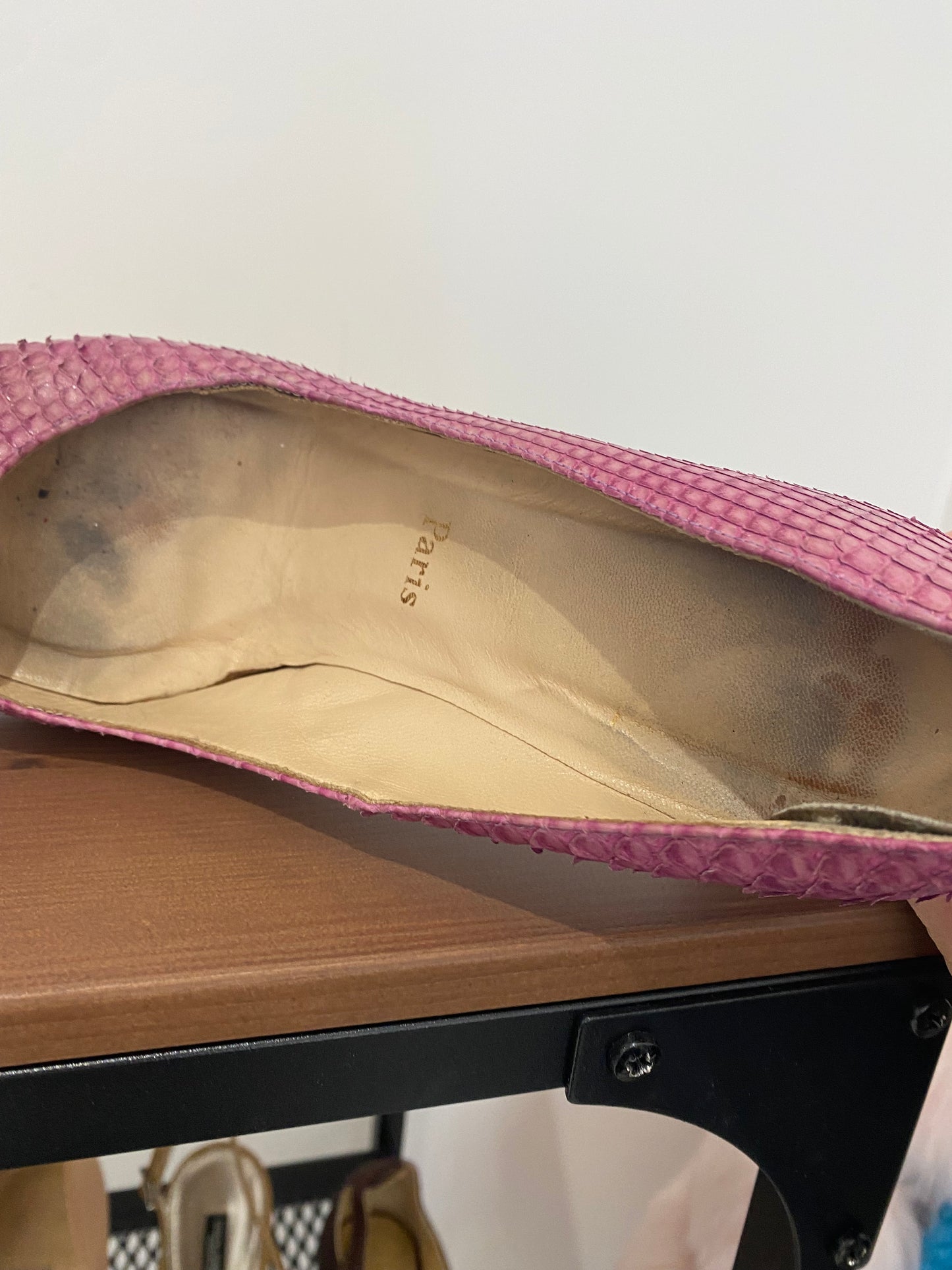 Christian Louboutin Pink Snake Affect Round Toe Heels Size 5.5