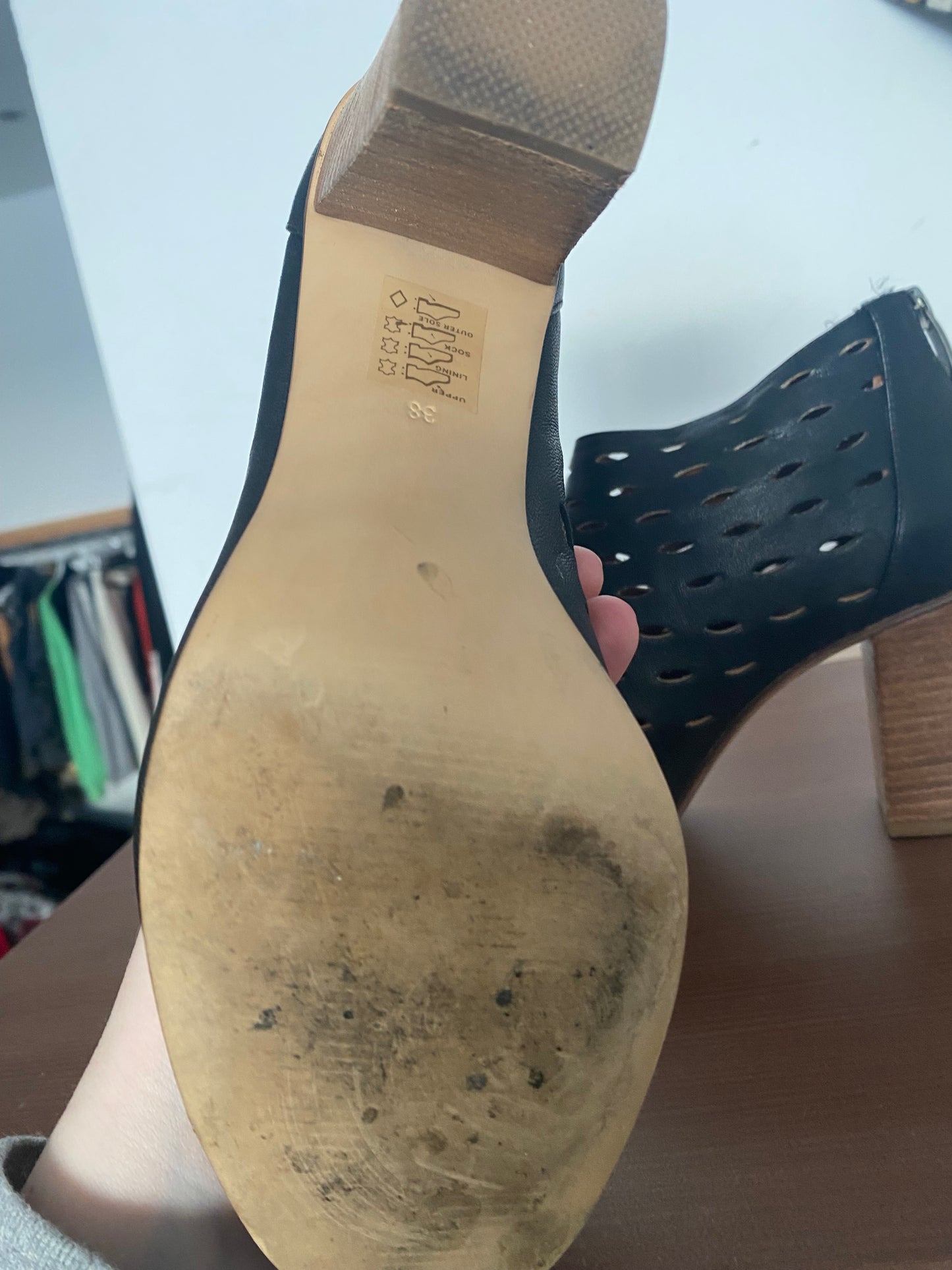 Mint Velvet Black Leather Laser Cut Boots Size 5