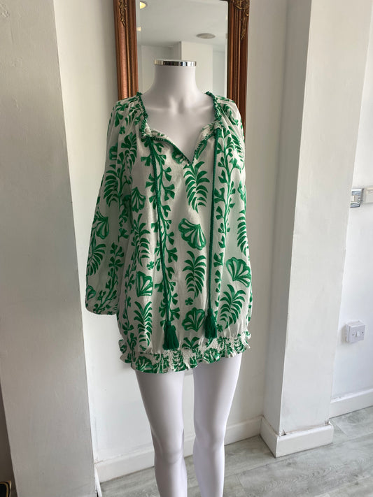 Monsoon Leaf Print Top Size Medium 12-14