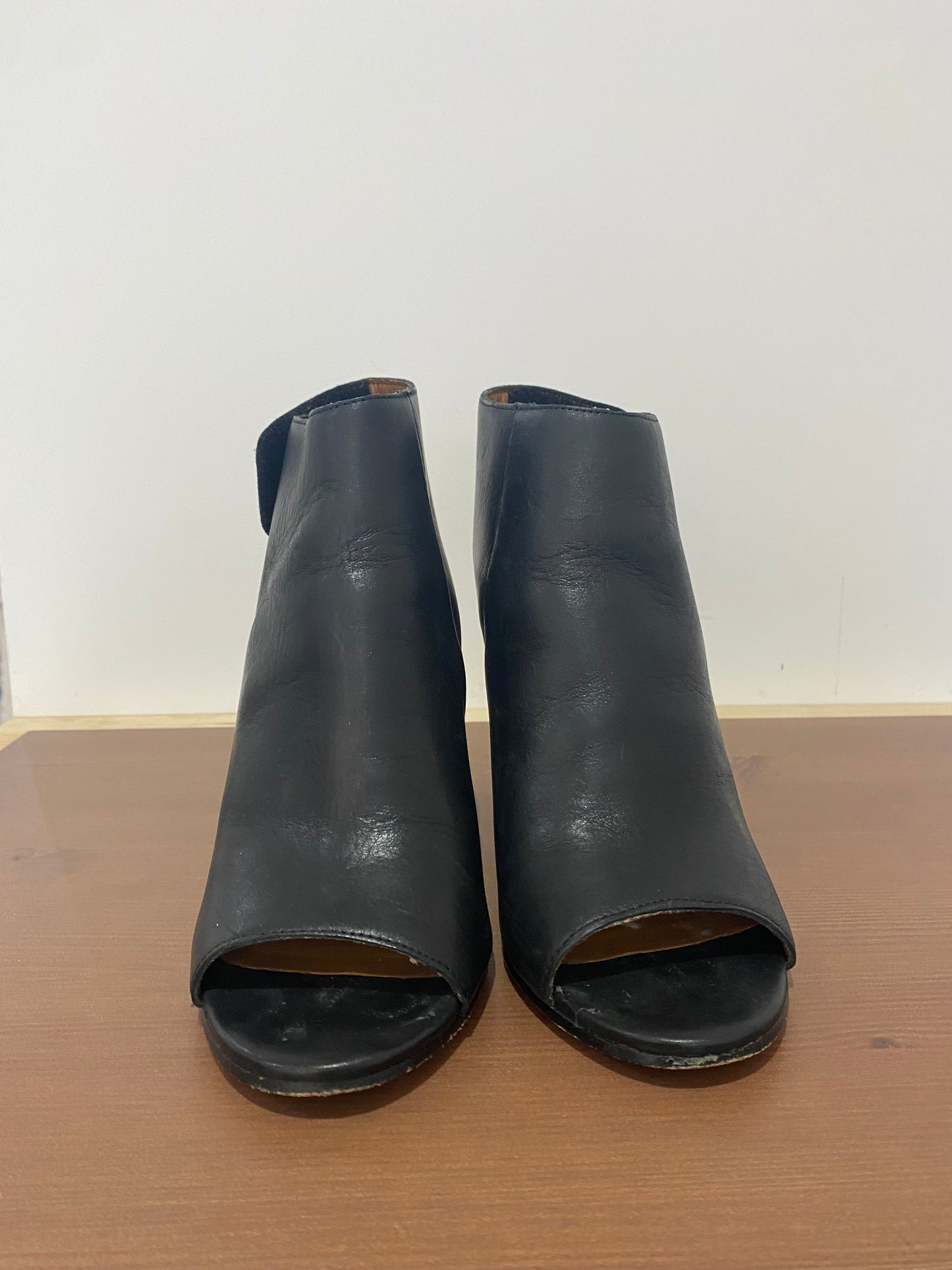 Whistles Black Leather Peep Toe Shoe Boots Size 4
