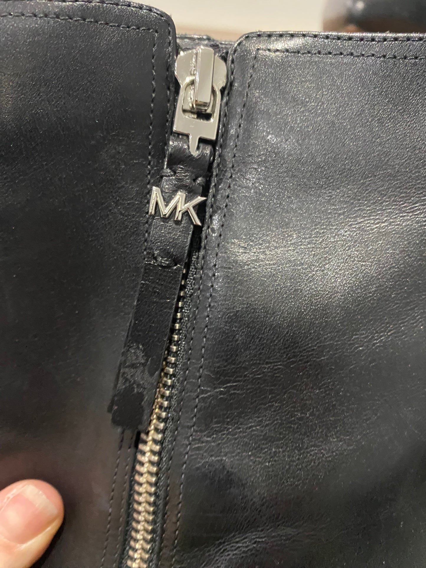 Michael Kors Black Leather Heeled Boots Size 7 with box