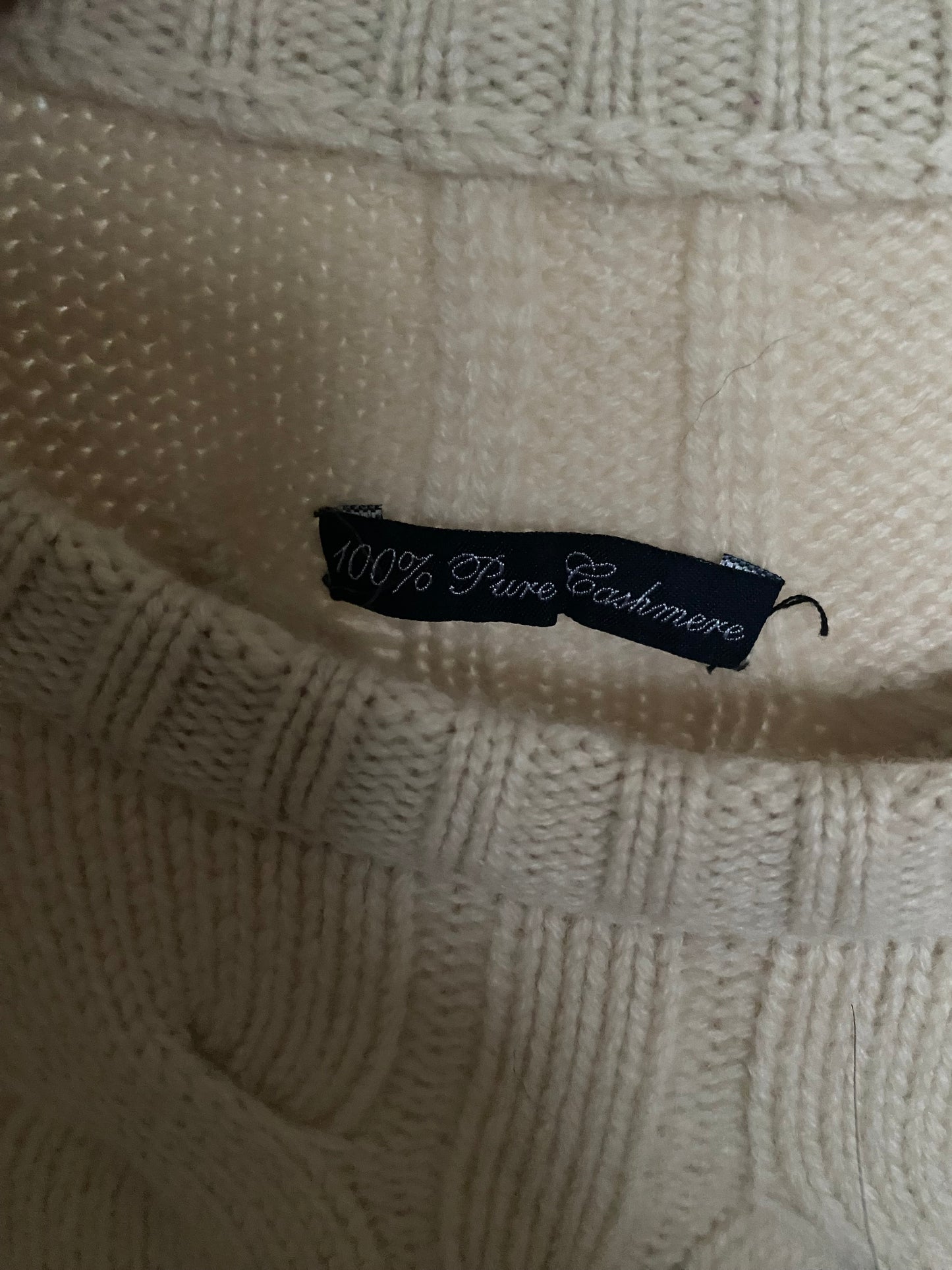 Charles Tyrwhitt 100% Pure Cashmere Cream Cable Knit Jumper Size XL
