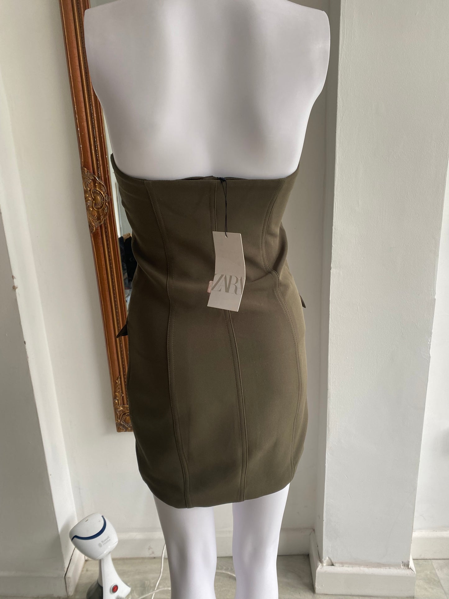 Zara khaki mini dress size 6 brand new