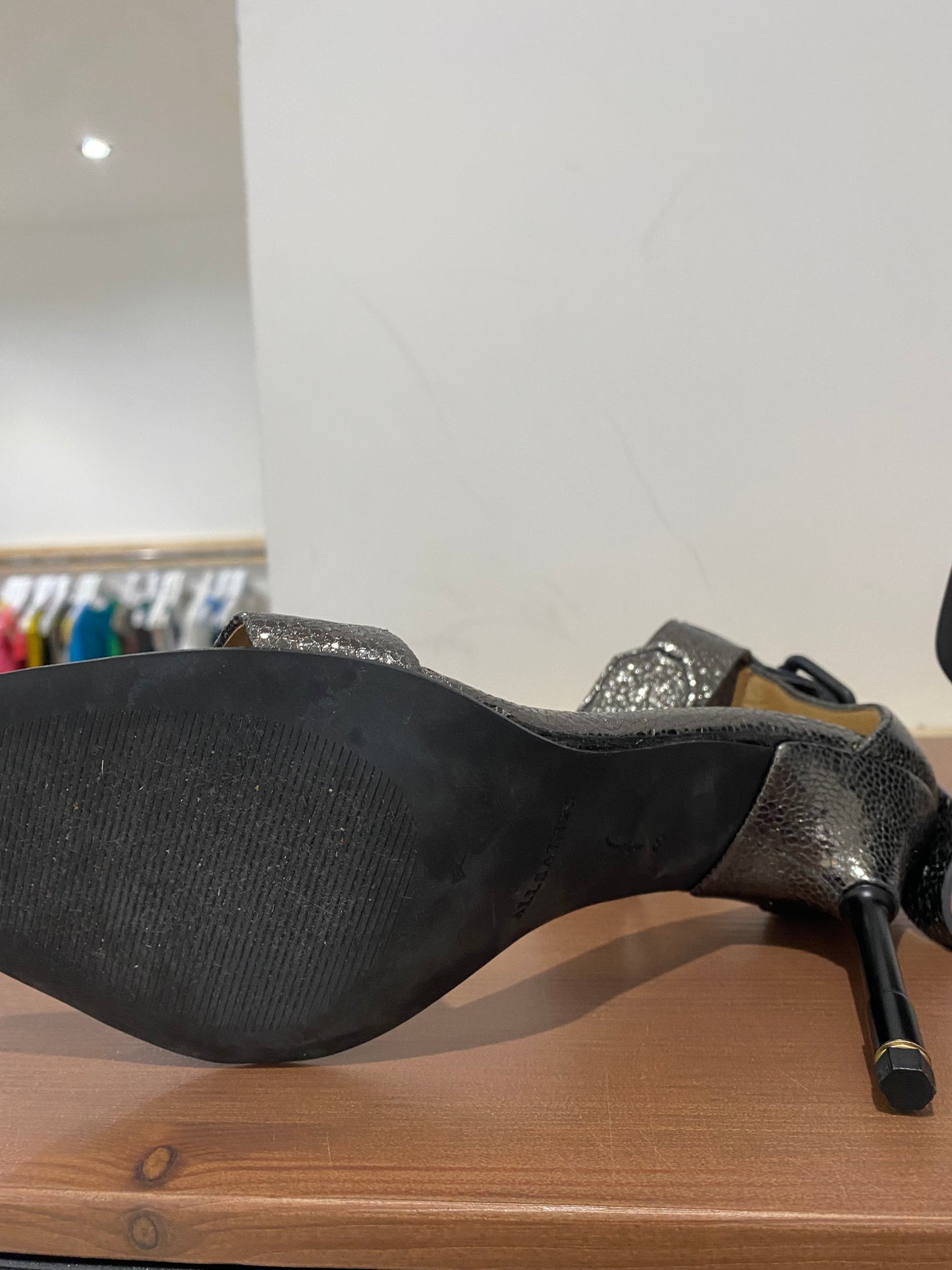 All Saints Pewter Leather Heels Size 7