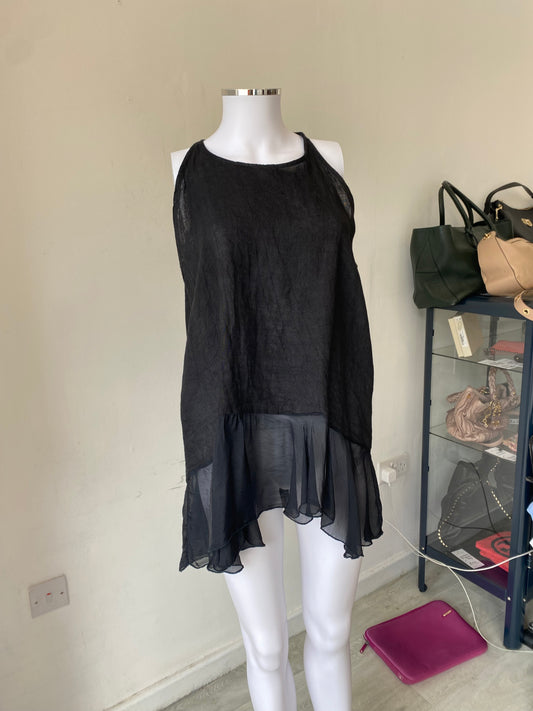 Made in Italy Black Linen Top Size 12